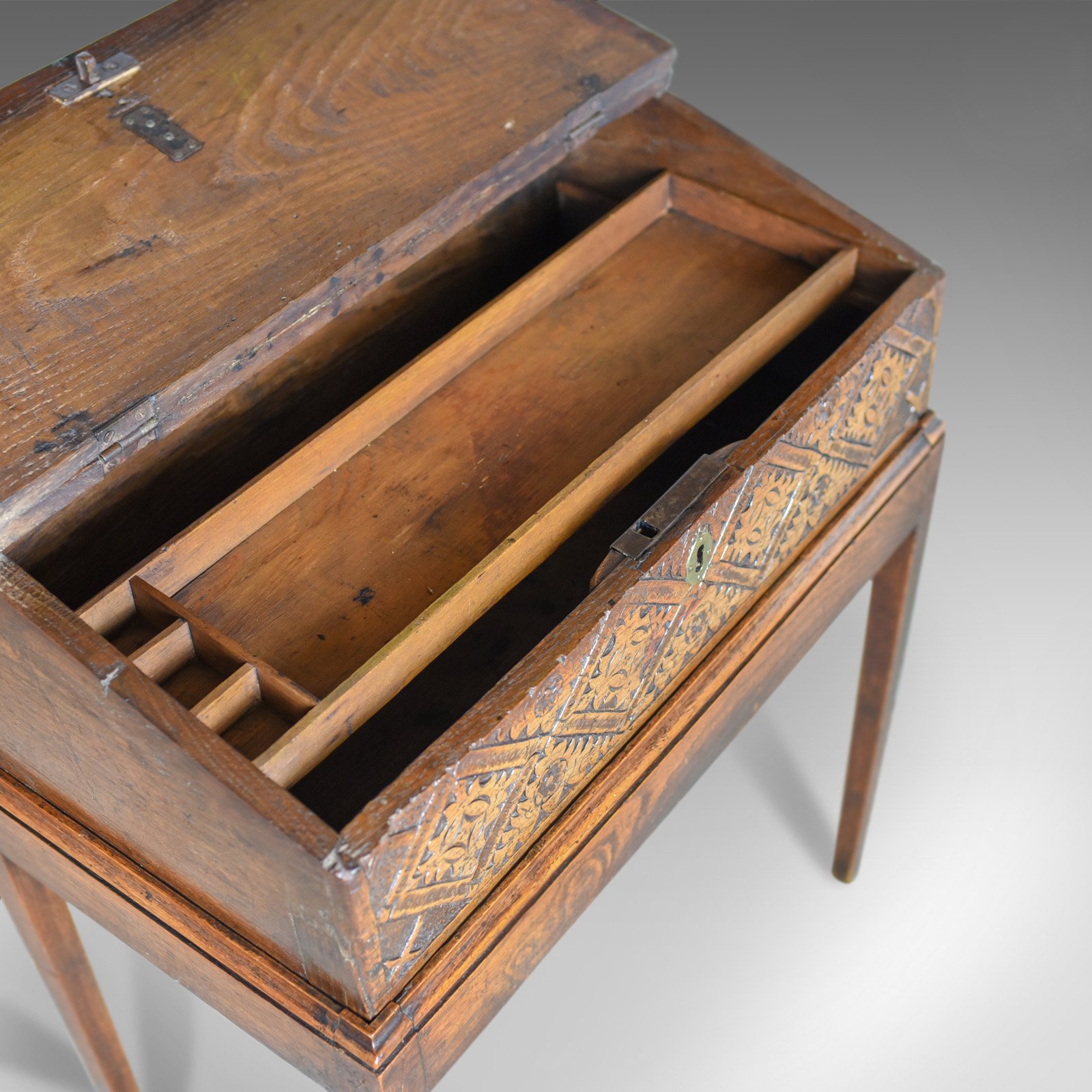 Antique Bible Box on Stand, English Oak Writing Slope 17th Century ...