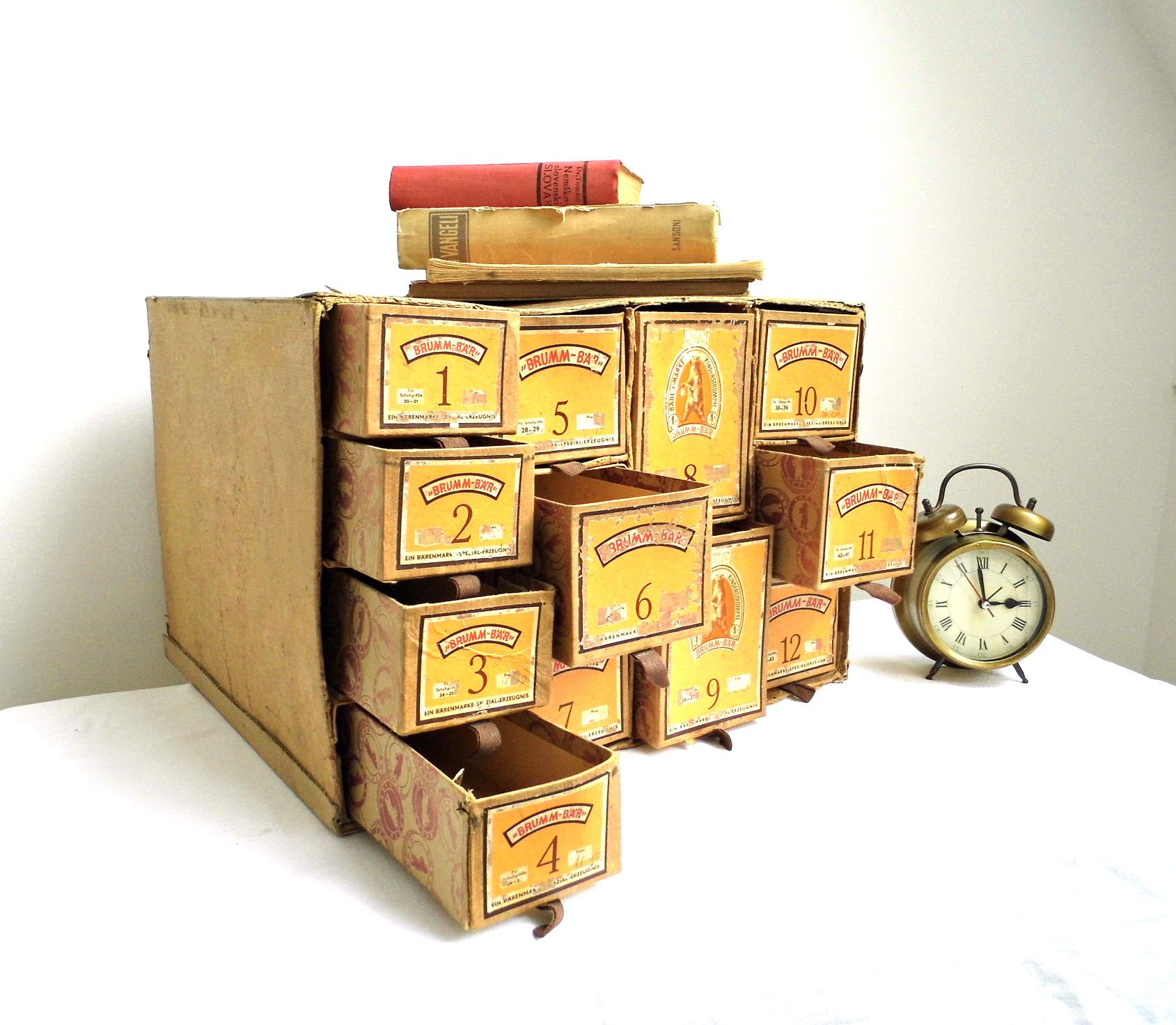 Vintage Cardboard File Box Stack Antique German Store Display Case ...
