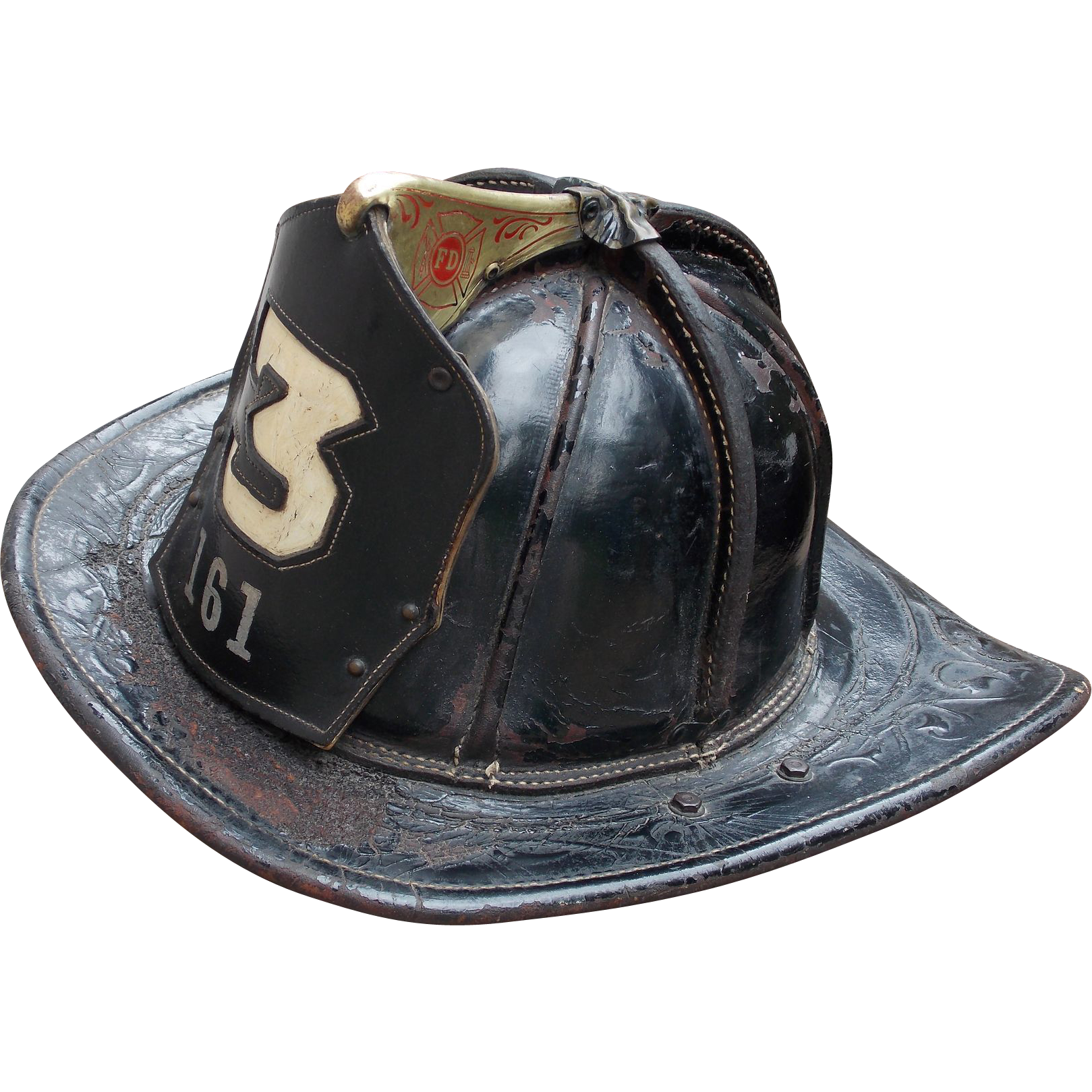 Cairns Bros. Hoboken New Jersey Vintage Leather Fire Helmet with ...