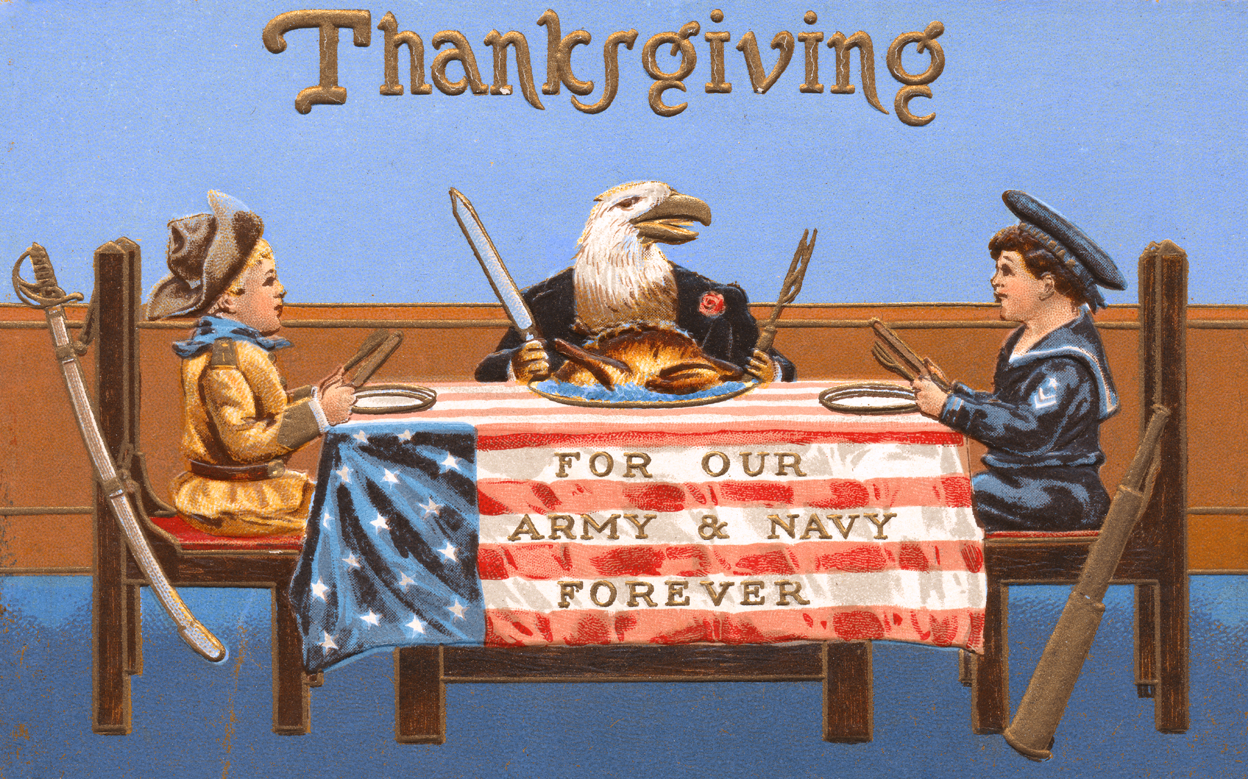 Antique Patriotic Thanksgiving Card, America, Patriotic, Sabre, Saber, HQ Photo