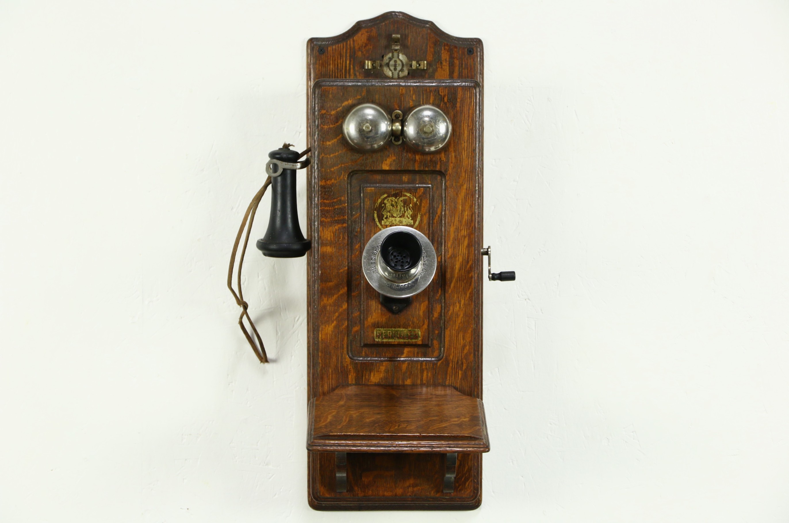 SOLD - Swedish American Hercules Signed Telephone, Oak 1900's ...
