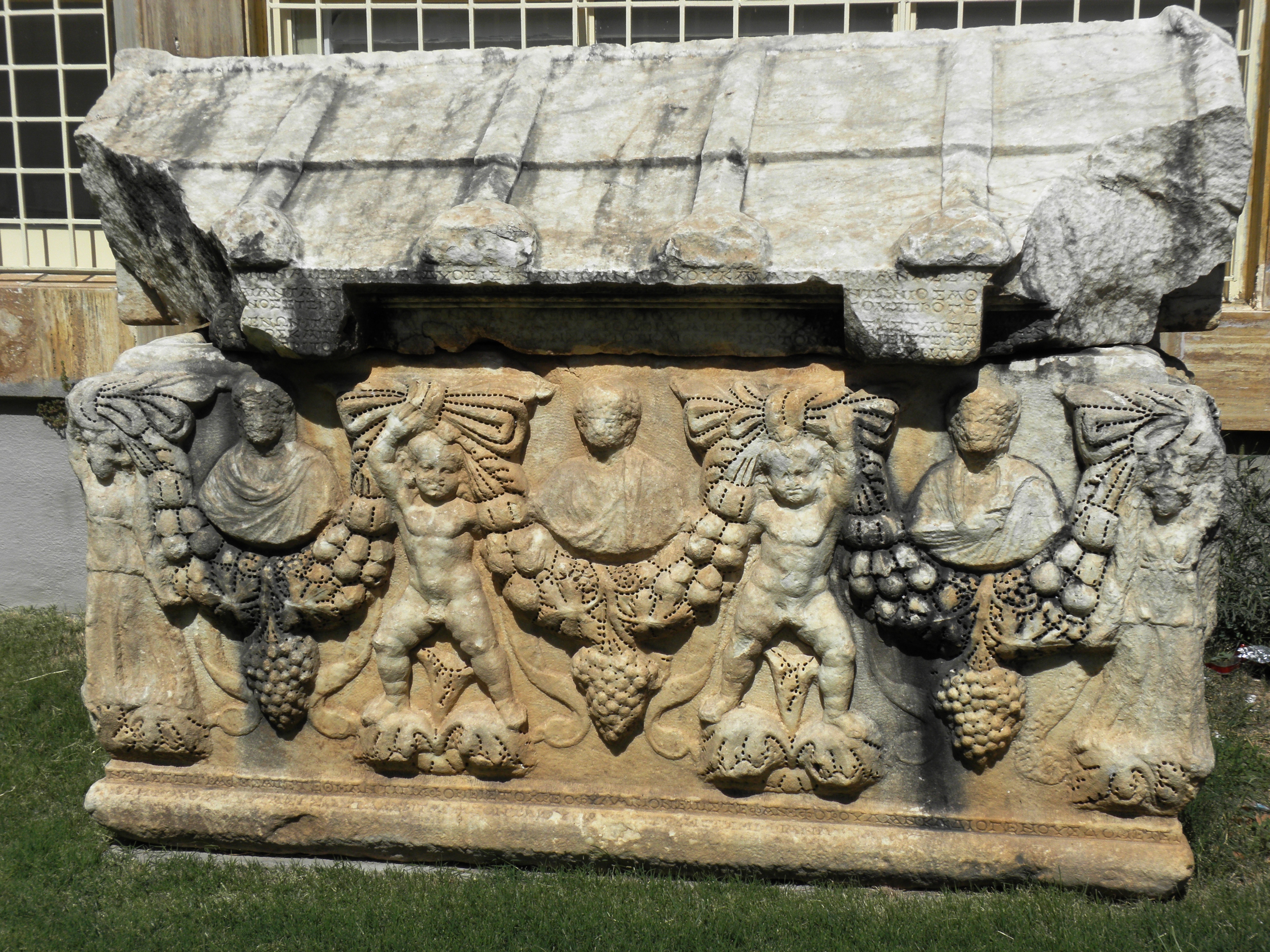Antique sarkofag of greek or roman perio photo