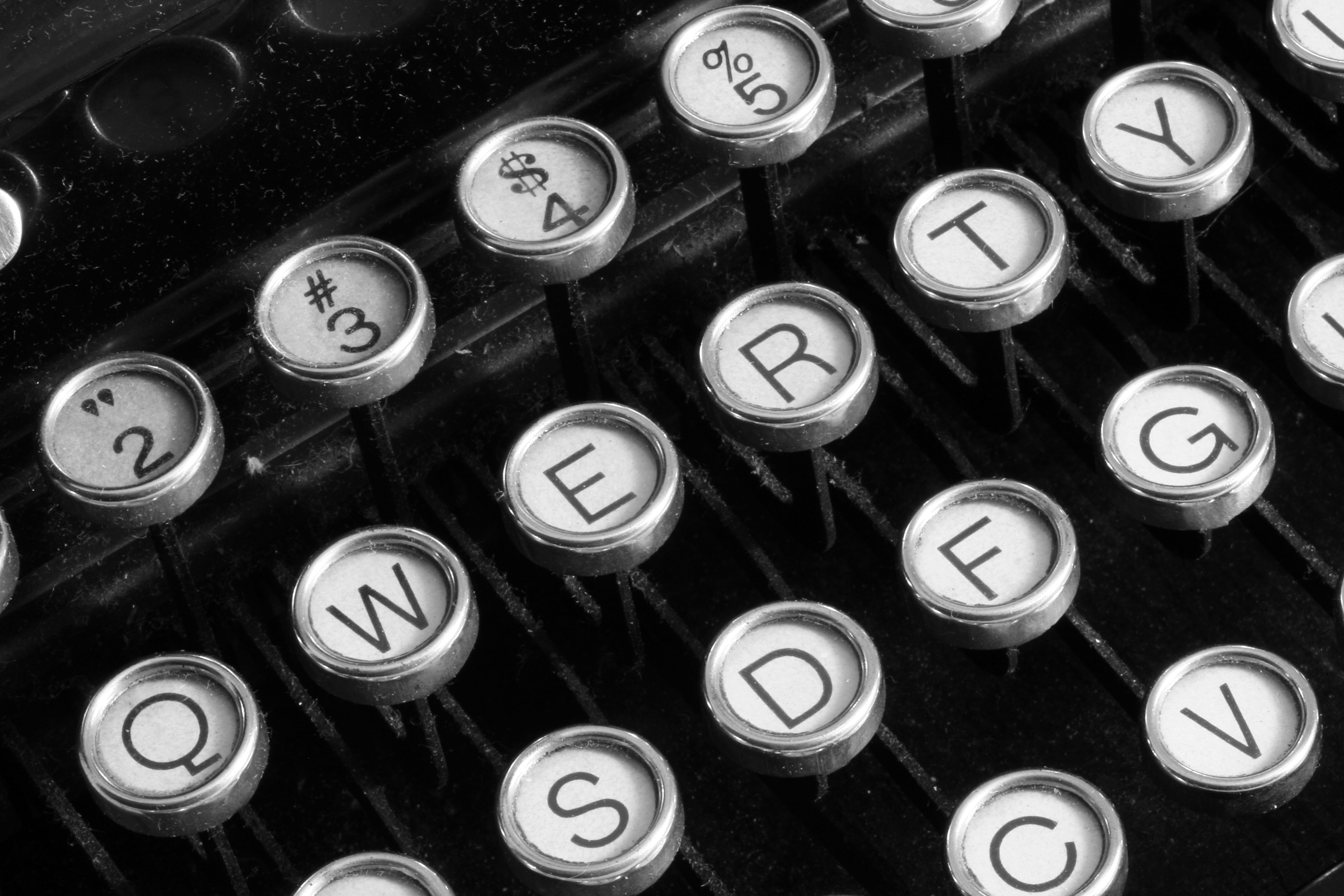 Antique typewriter close-up photo