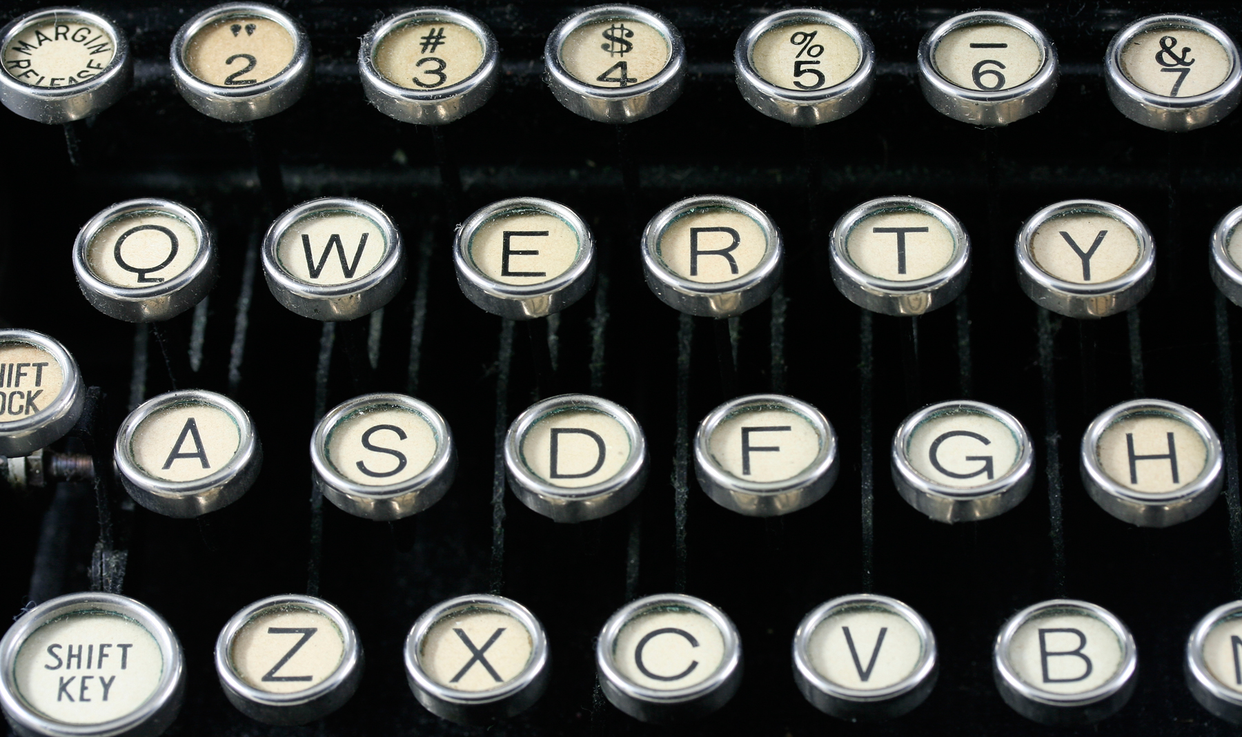 Antique typewriter close-up photo