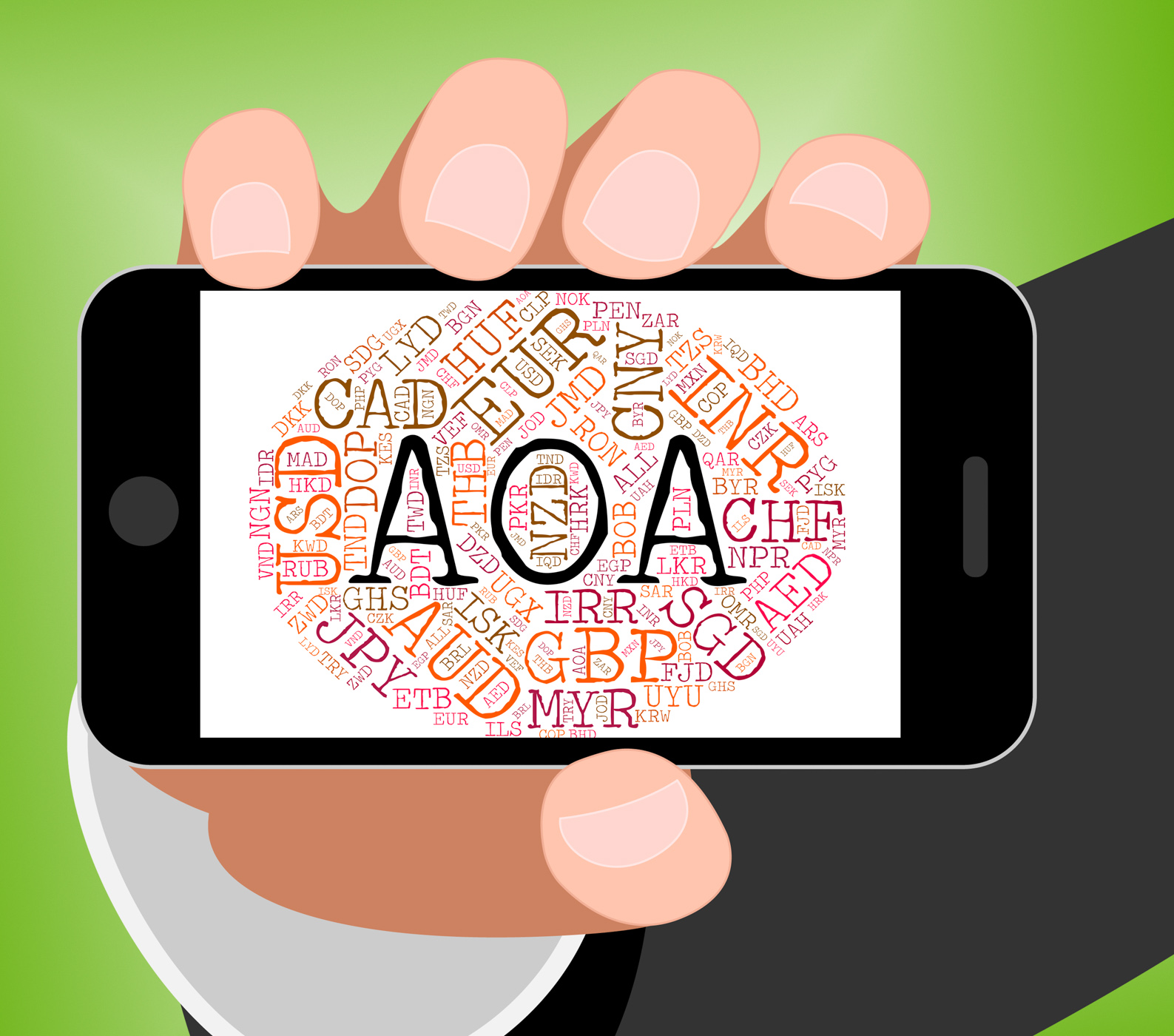 Aoa currency represents worldwide trading and coinage photo