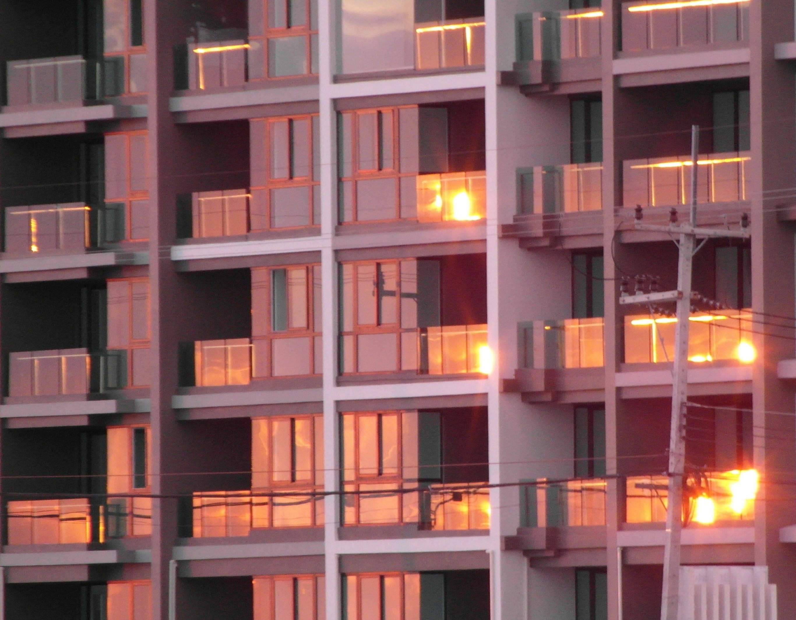 Apartment block at sunset photo