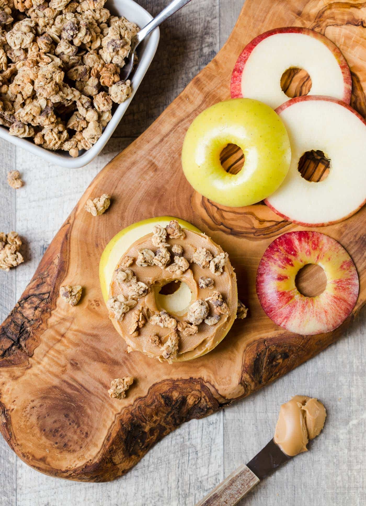 Apple Sandwiches with Almond Butter and Granola - Garnish with Lemon