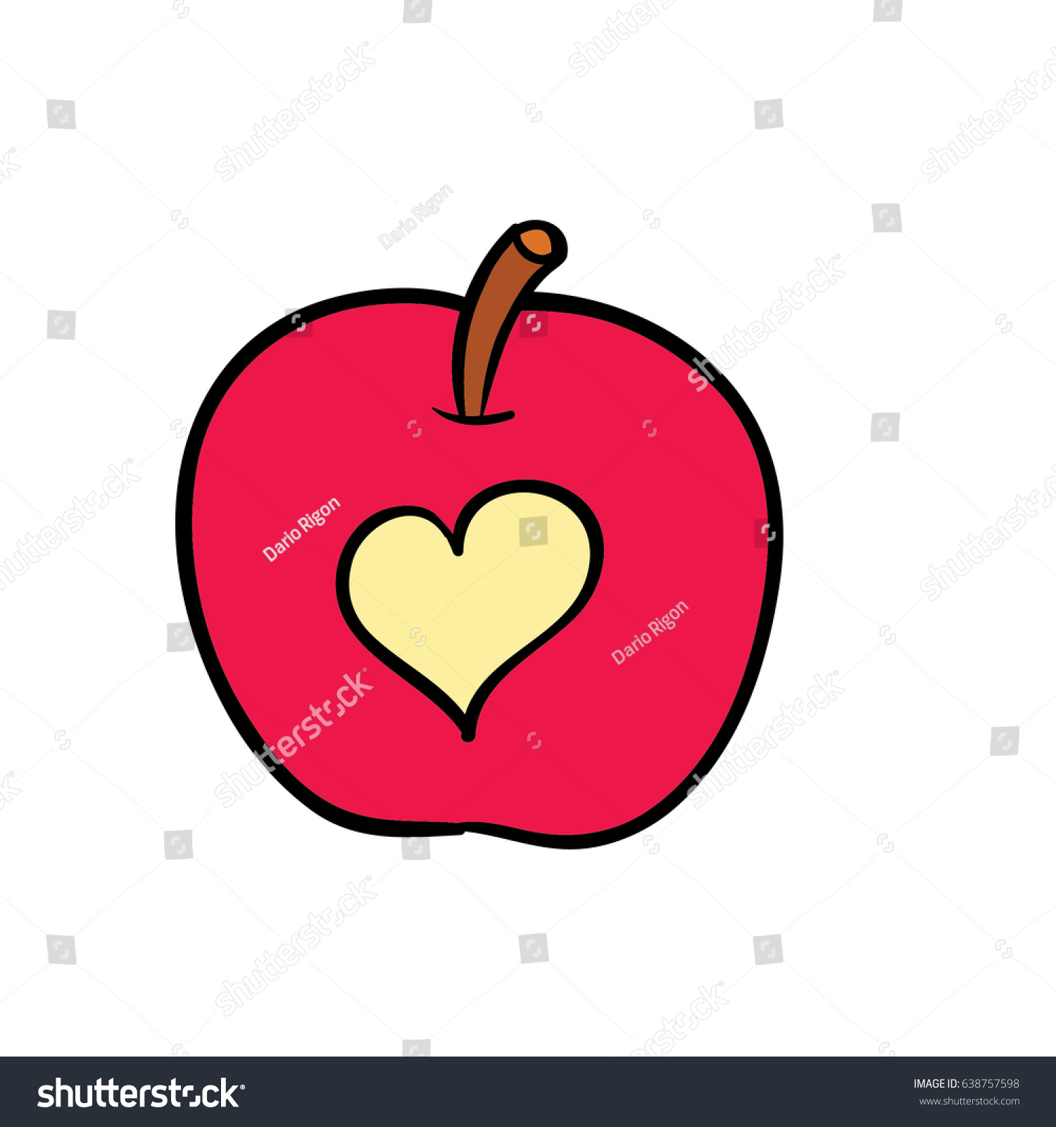 Colored Apple Illustration Heart Bite Stock Vector 638757598 ...