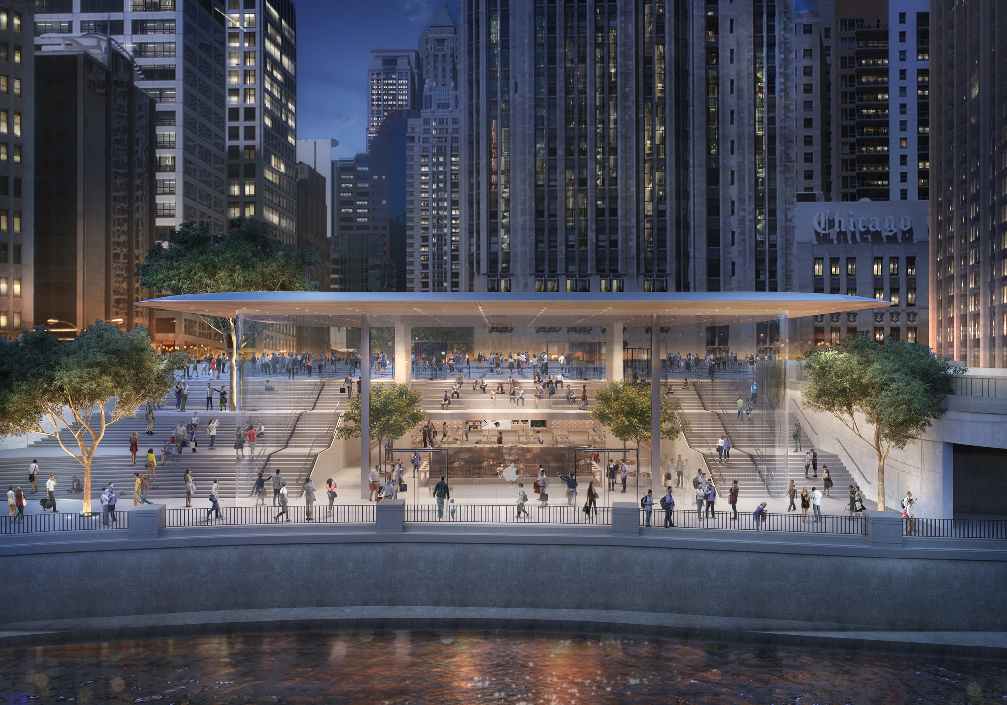 New Apple store under construction on Chicago River - Chicago Tribune