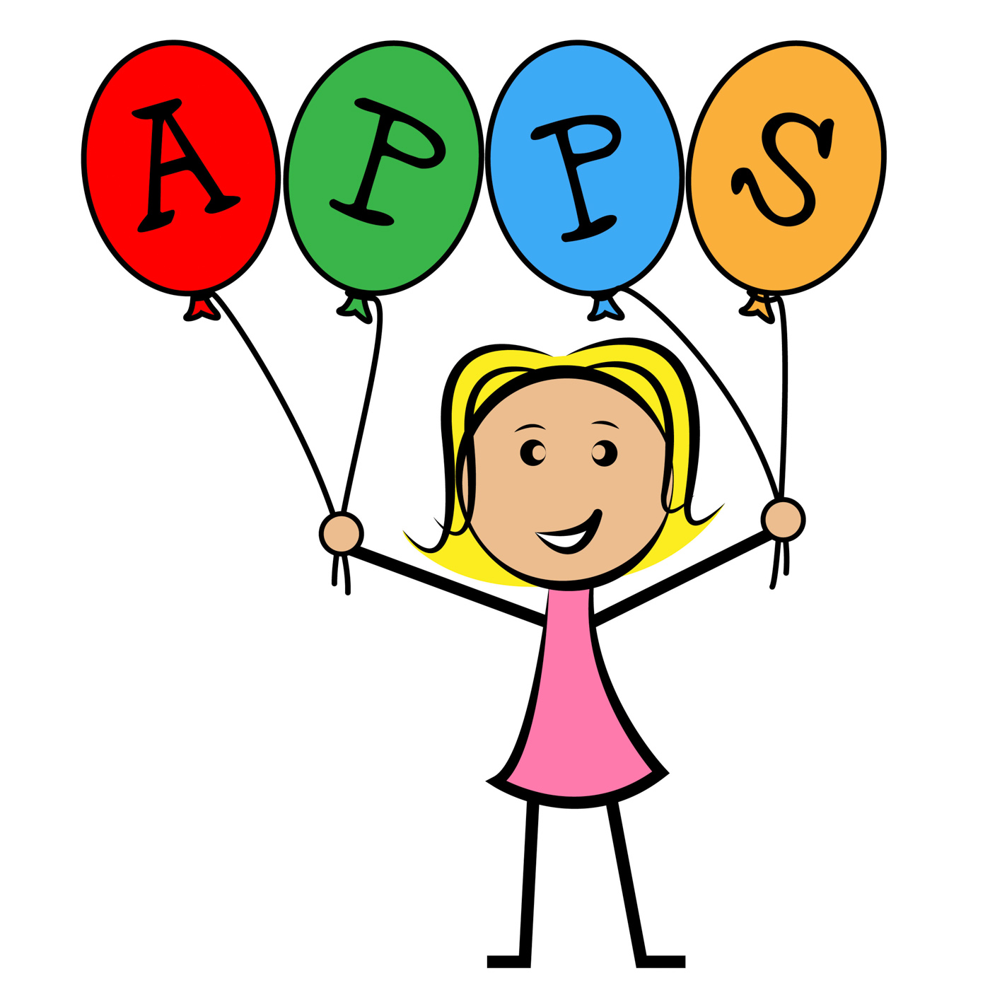 Apps balloons represents application software and kids photo