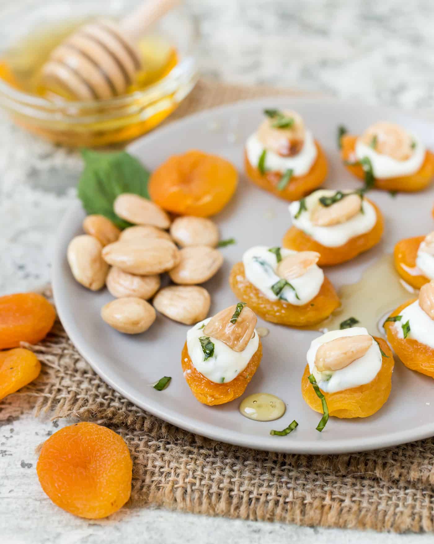Apricots with Goat Cheese, Basil and Marcona Almonds - Garnish with ...