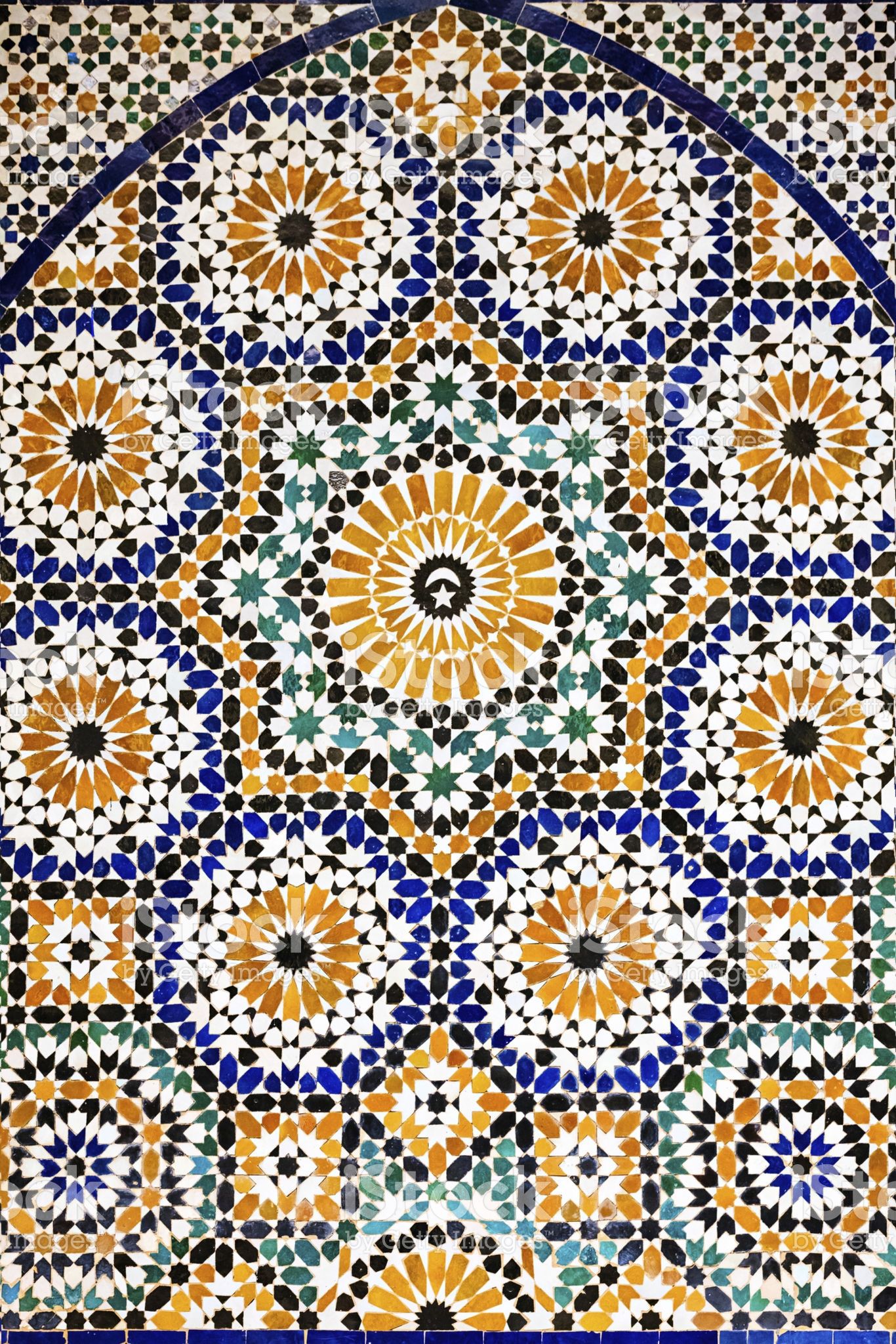 Arabic mosaic inside of The Ali Ben Youssef Madrassa. The Ben ...