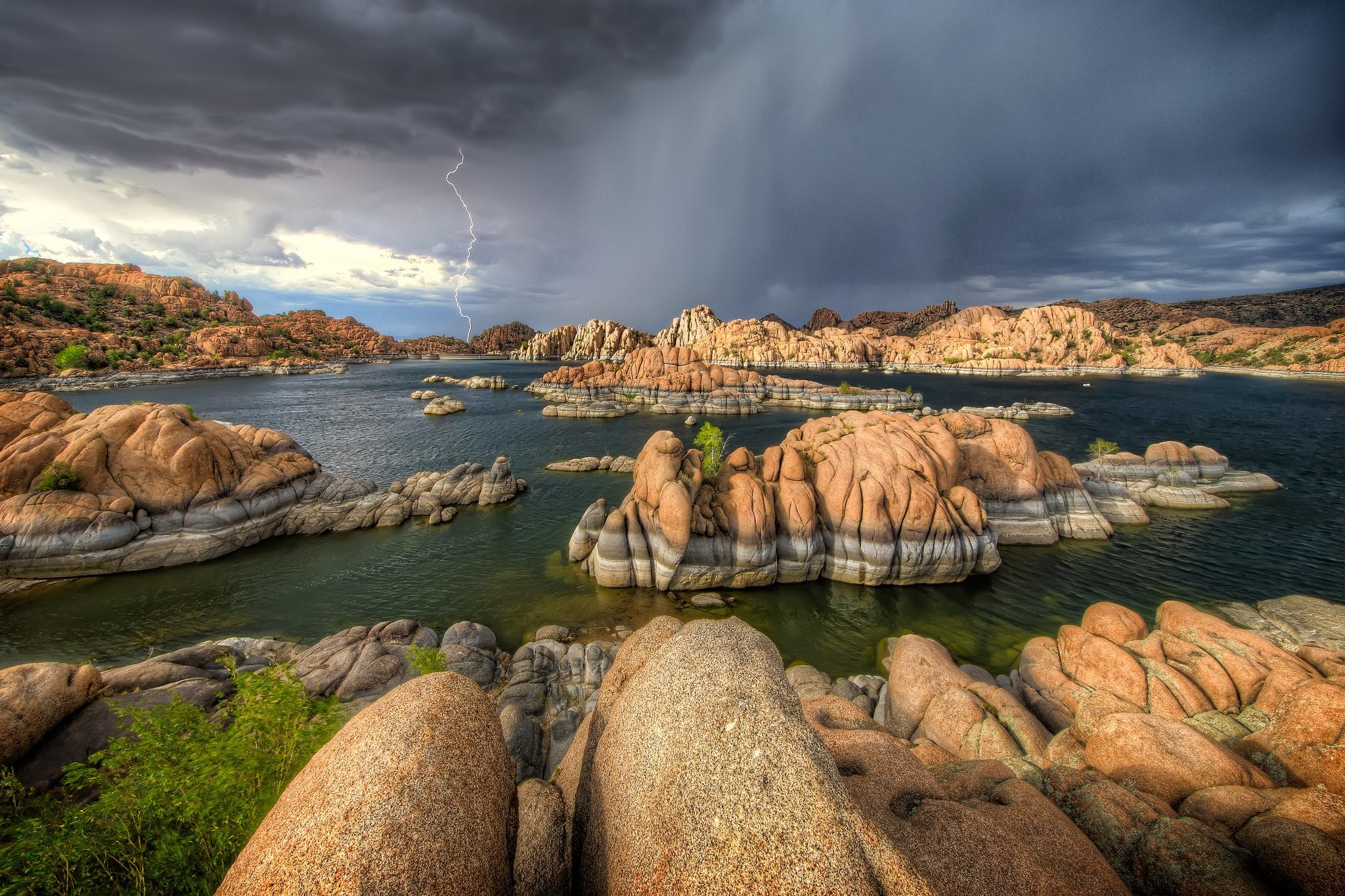 Rivers: Arizona Rain Lightning Storm Watson Lake Wallpaper Nature ...