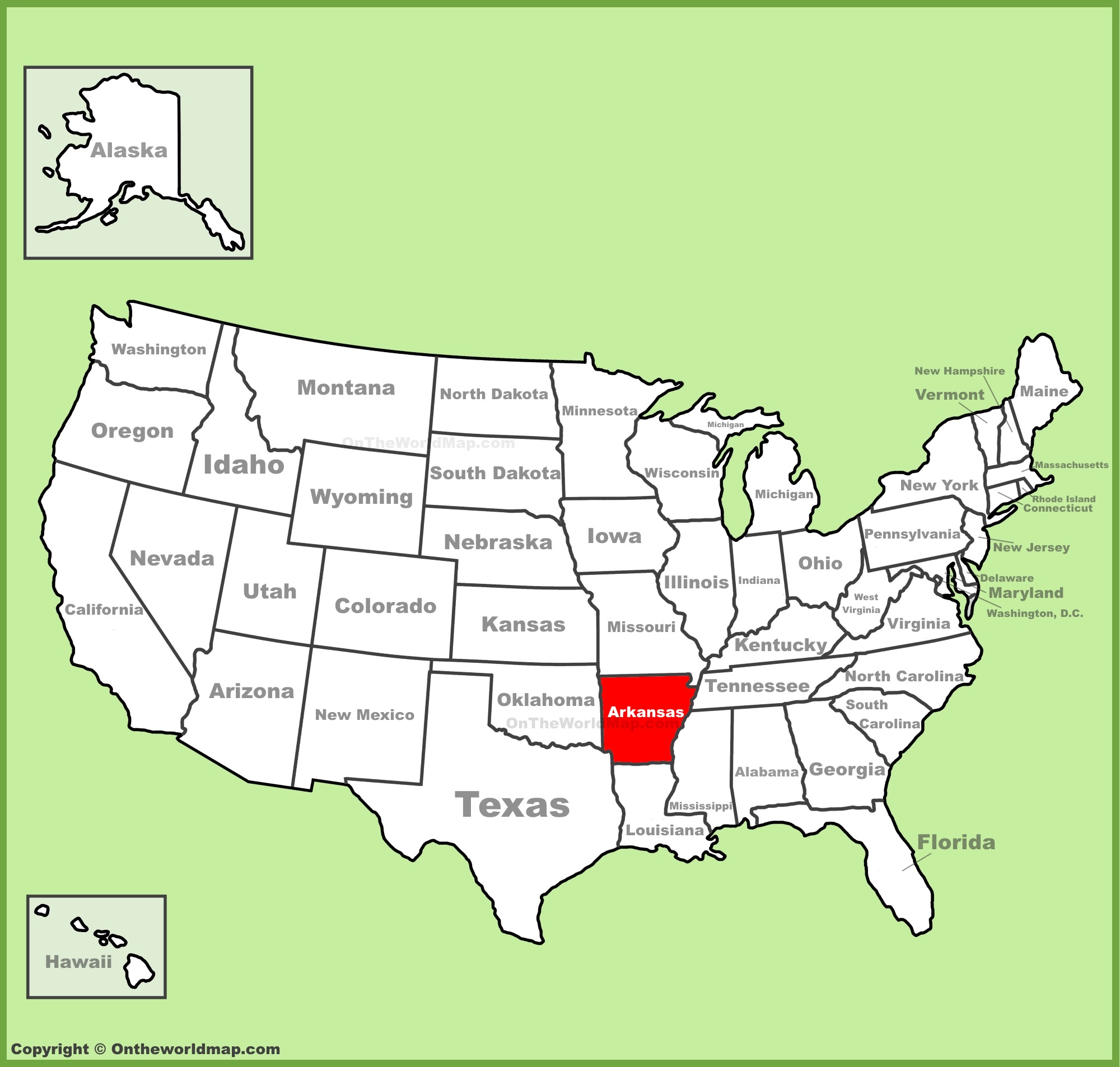 Arkansas location on the U.S. Map ﻿