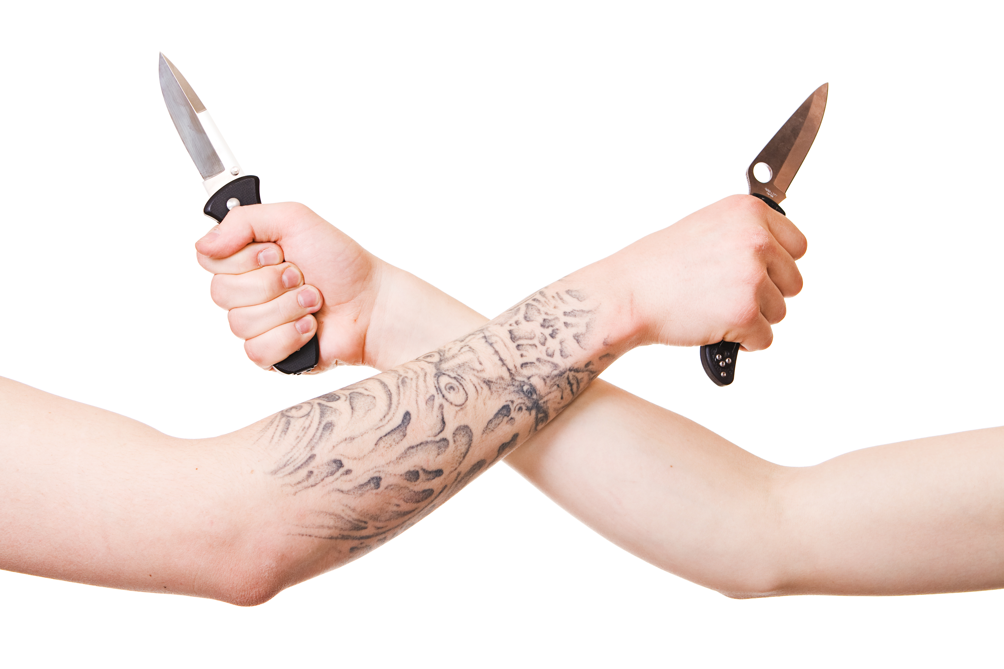 Arms with knives photo