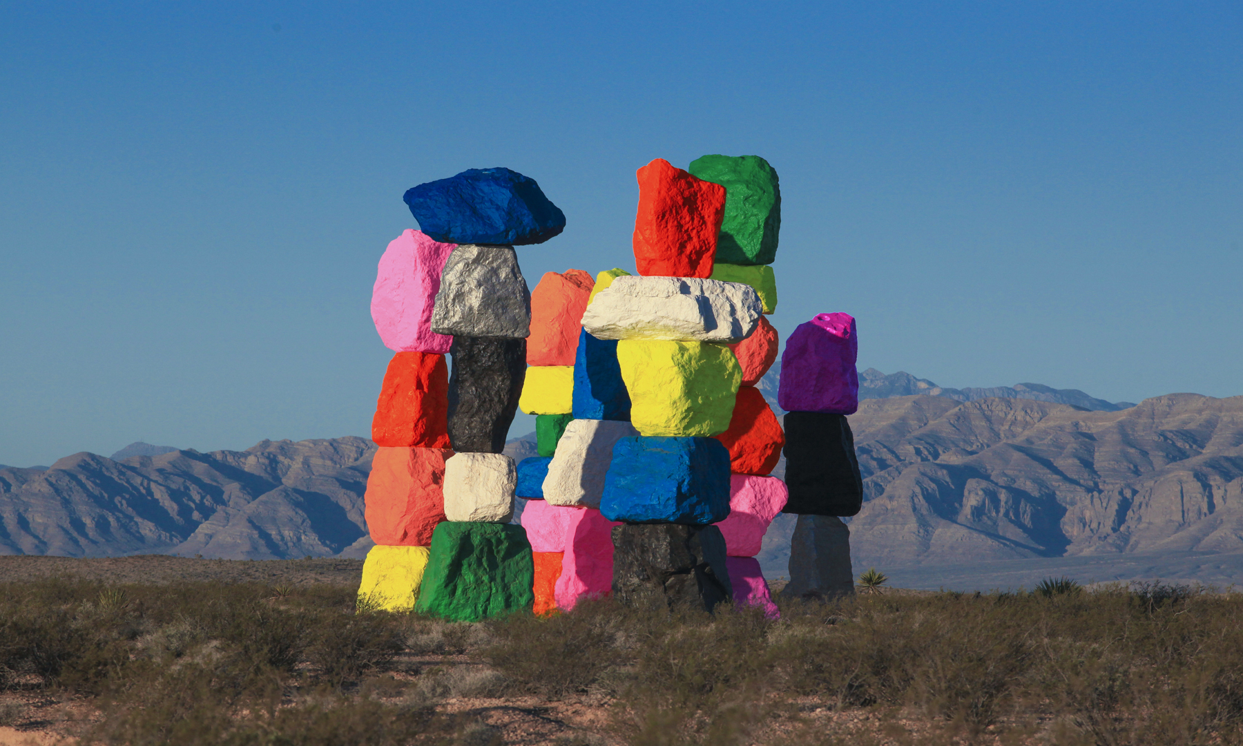 Ugo Rondinone's Seven Magic Mountains art installation in Las Vegas.