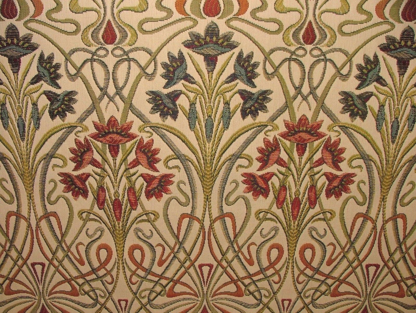 Art Nouveau Jewel Thick Designer Jacquard Curtain Upholstery Cushion ...