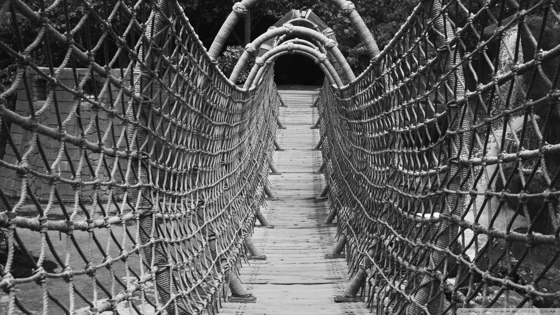 Bridges: Wonderful Wood Rope Bridge Black White Path Bridges Art ...