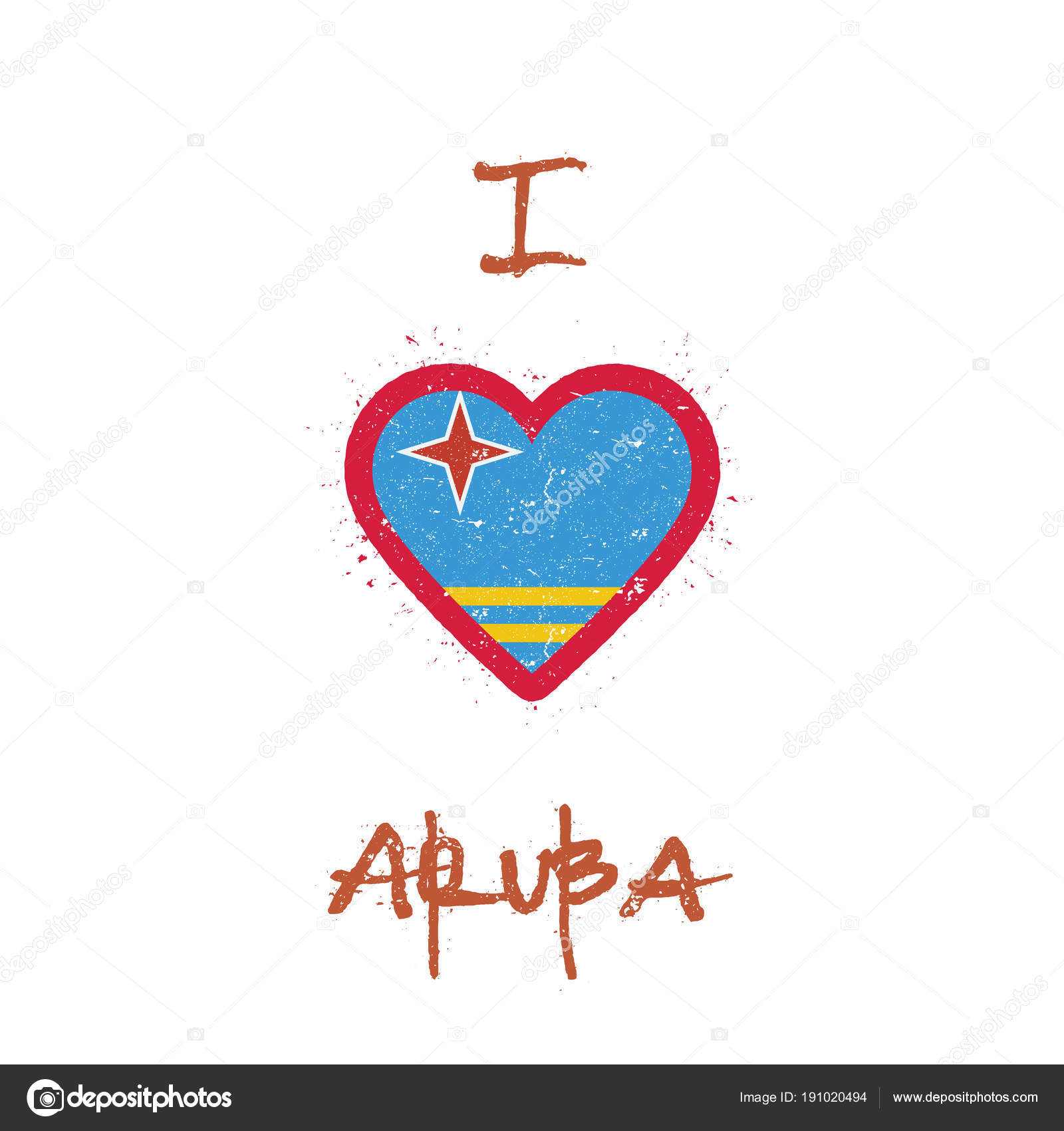 I love Aruba tshirt design Aruban flag in the shape of heart on ...