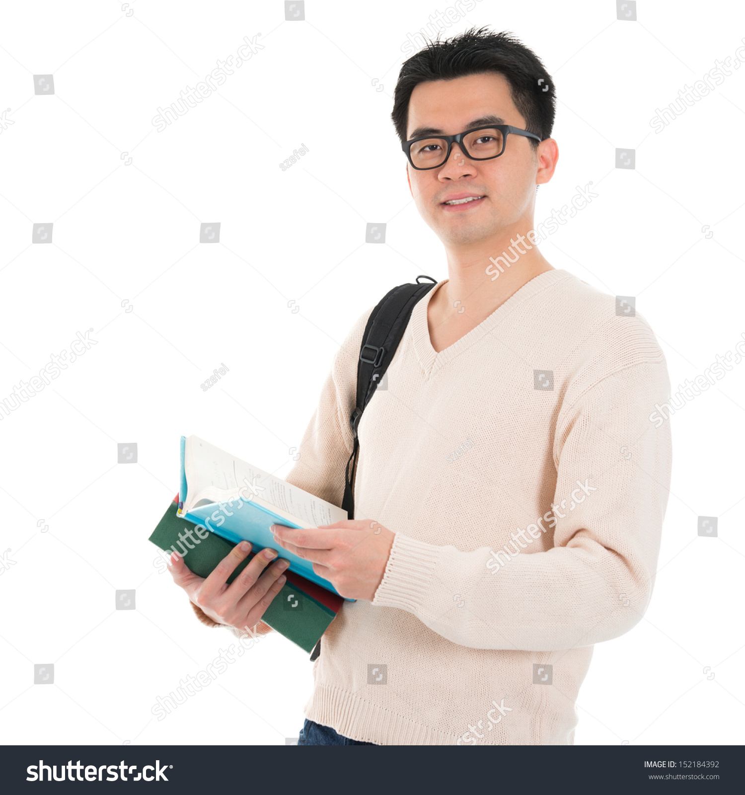 Asian Adult Male Student Casual Wear Stock Photo 152184392 ...