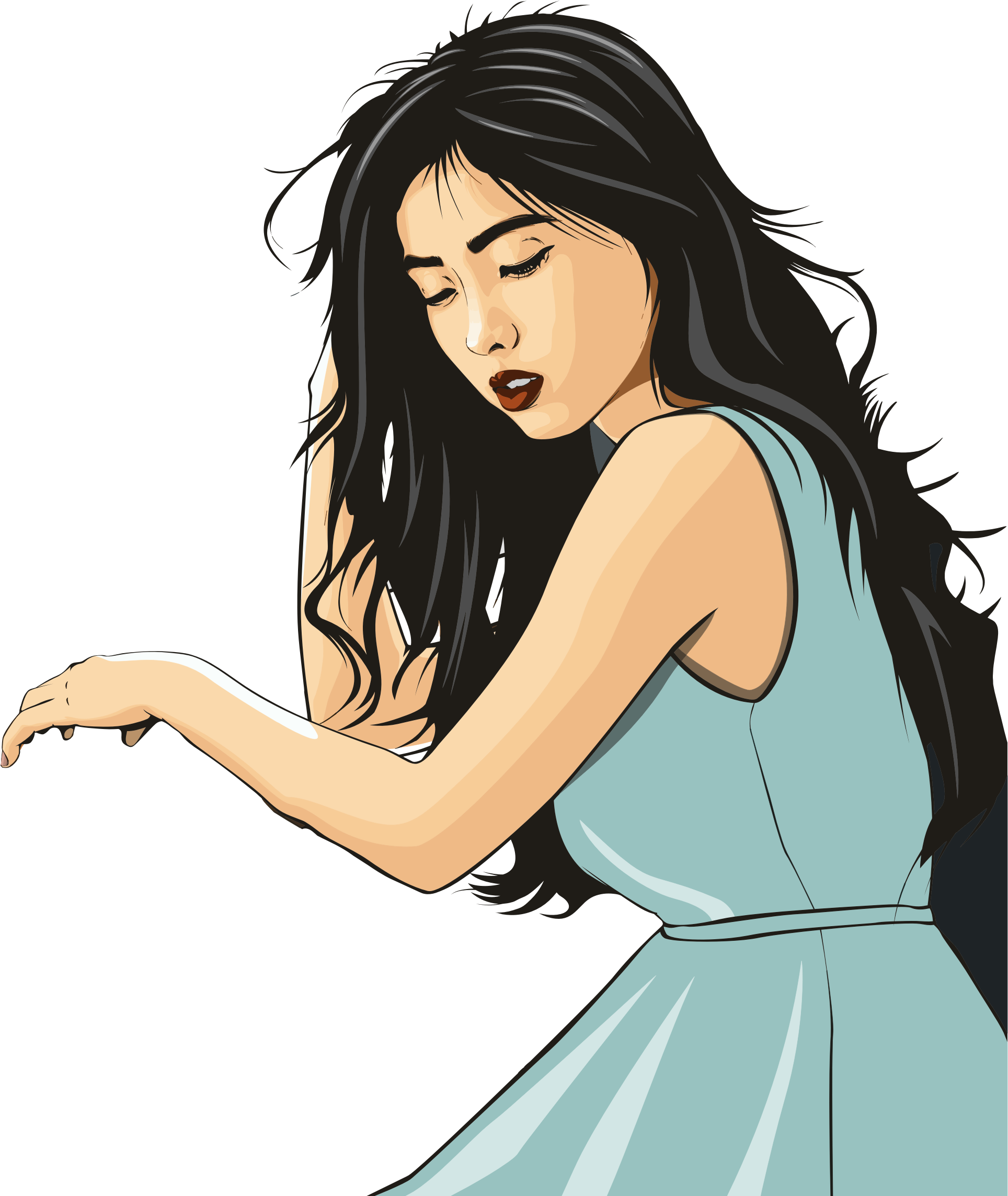 Clipart - Dark Haired Asian Lady