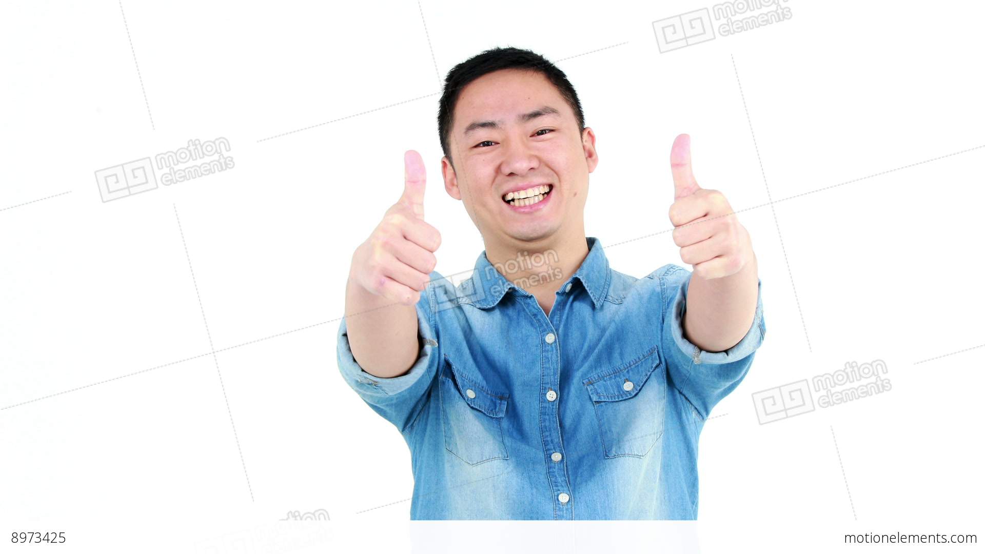 Happy Asian Man Showing His Thumbs At The Camera Stock video footage ...