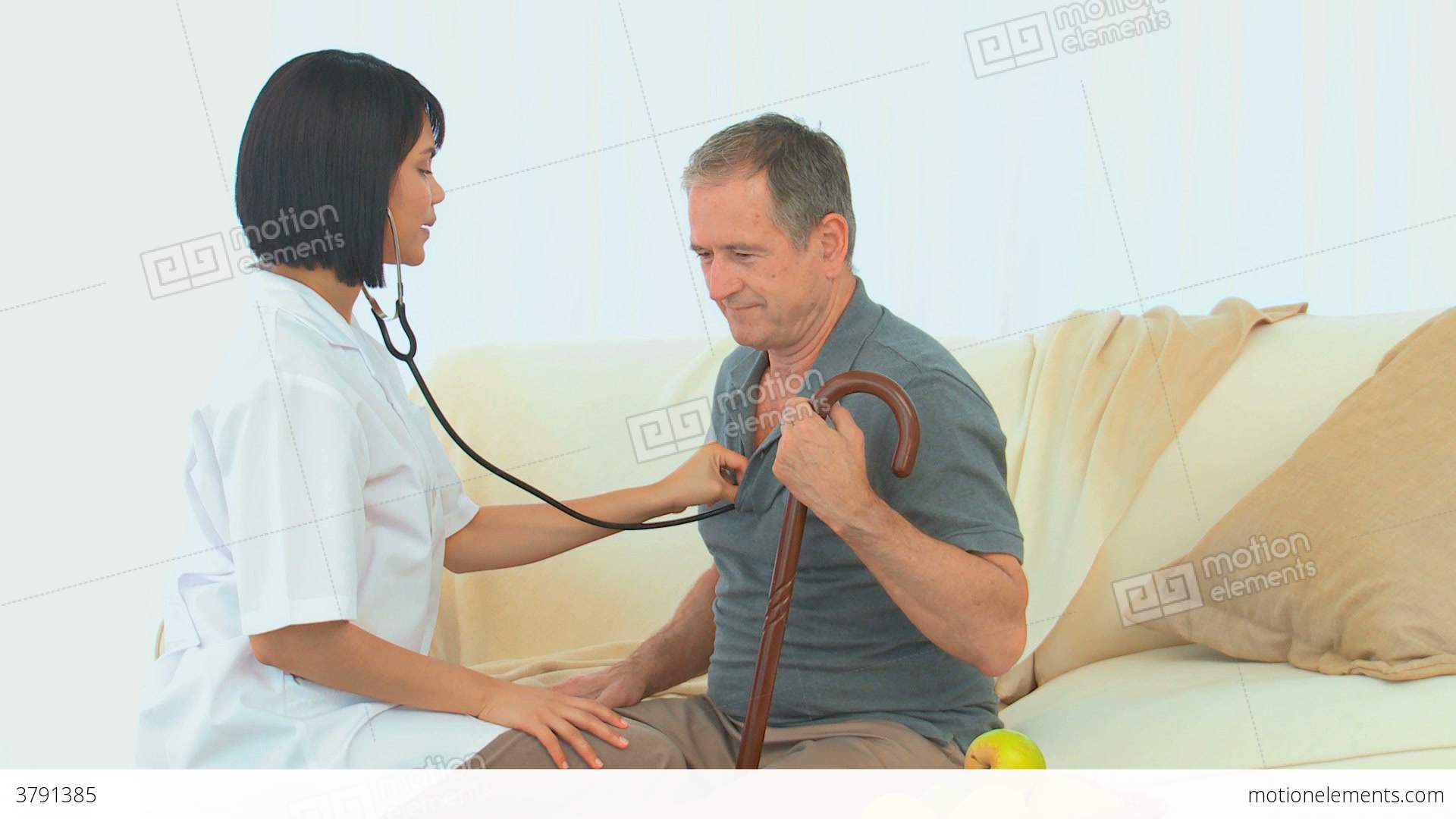 Asian Nurse Listening To Heartbeat Stock video footage | 3791385