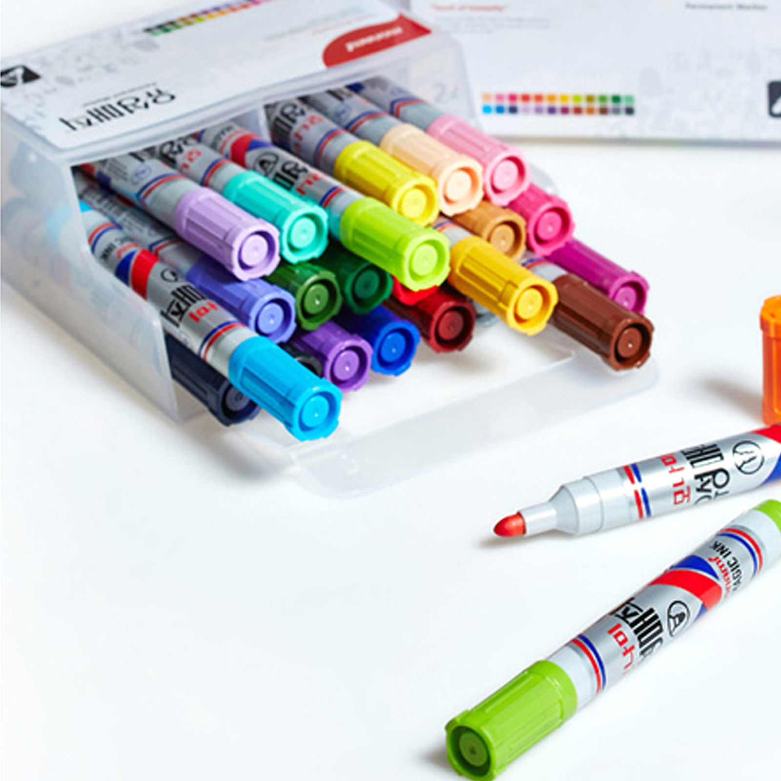 MonAmi Oil-based Markers Set Permanent Marker Pen 24 Color Circle ...