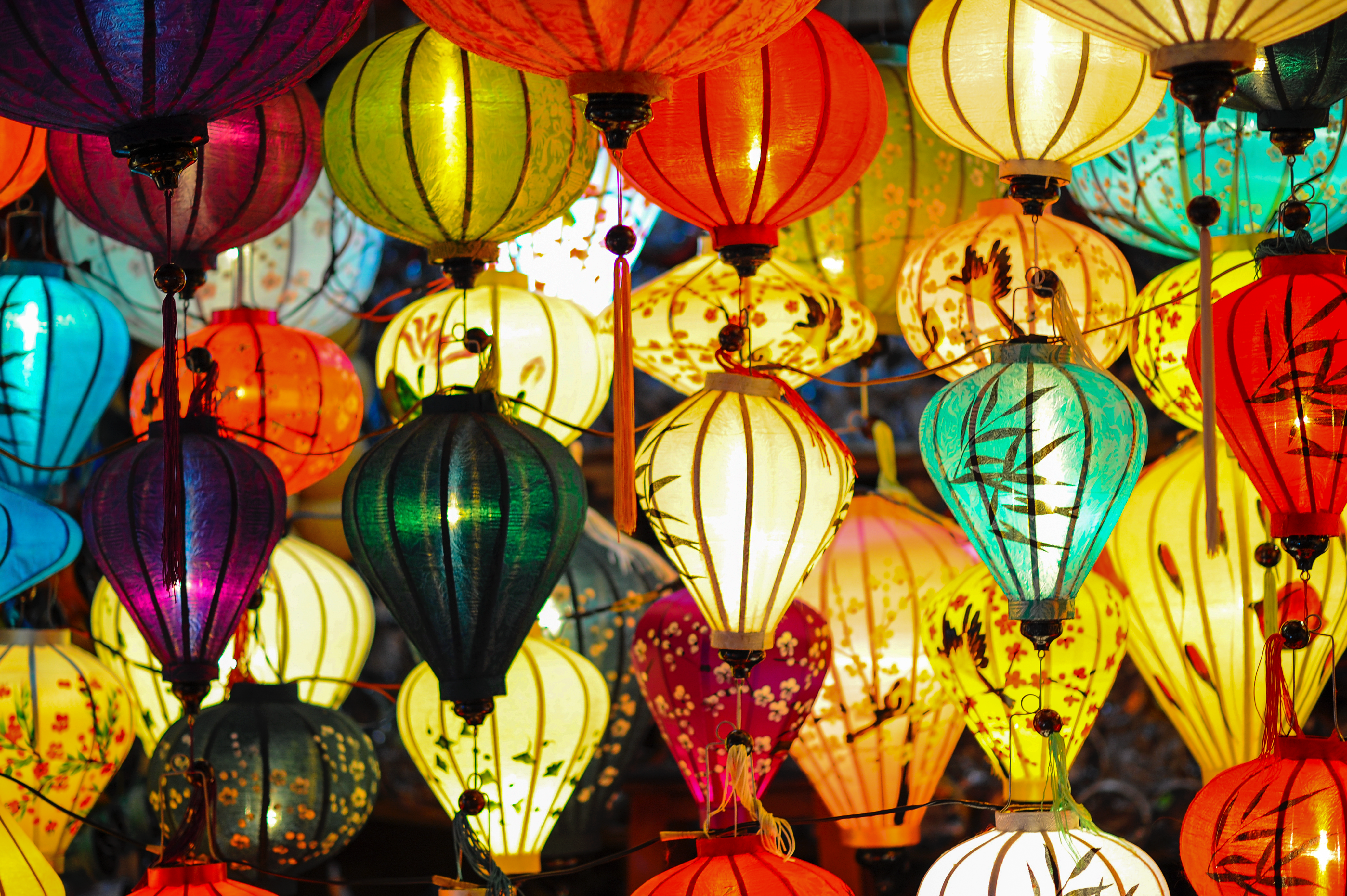 Assorted color of paper lanterns photo