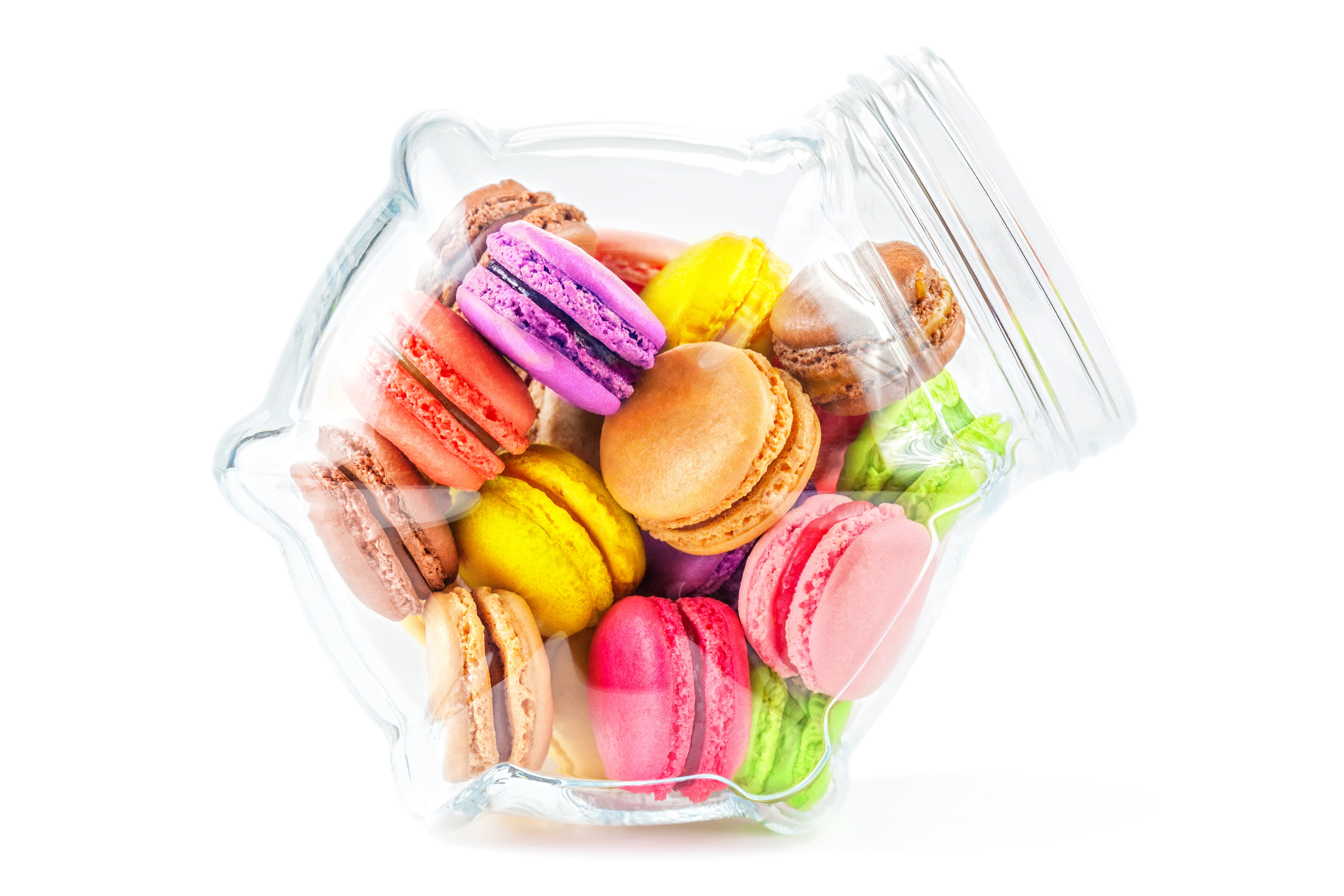 Assorted color macaroons on clear glass jar HD wallpaper | Wallpaper ...