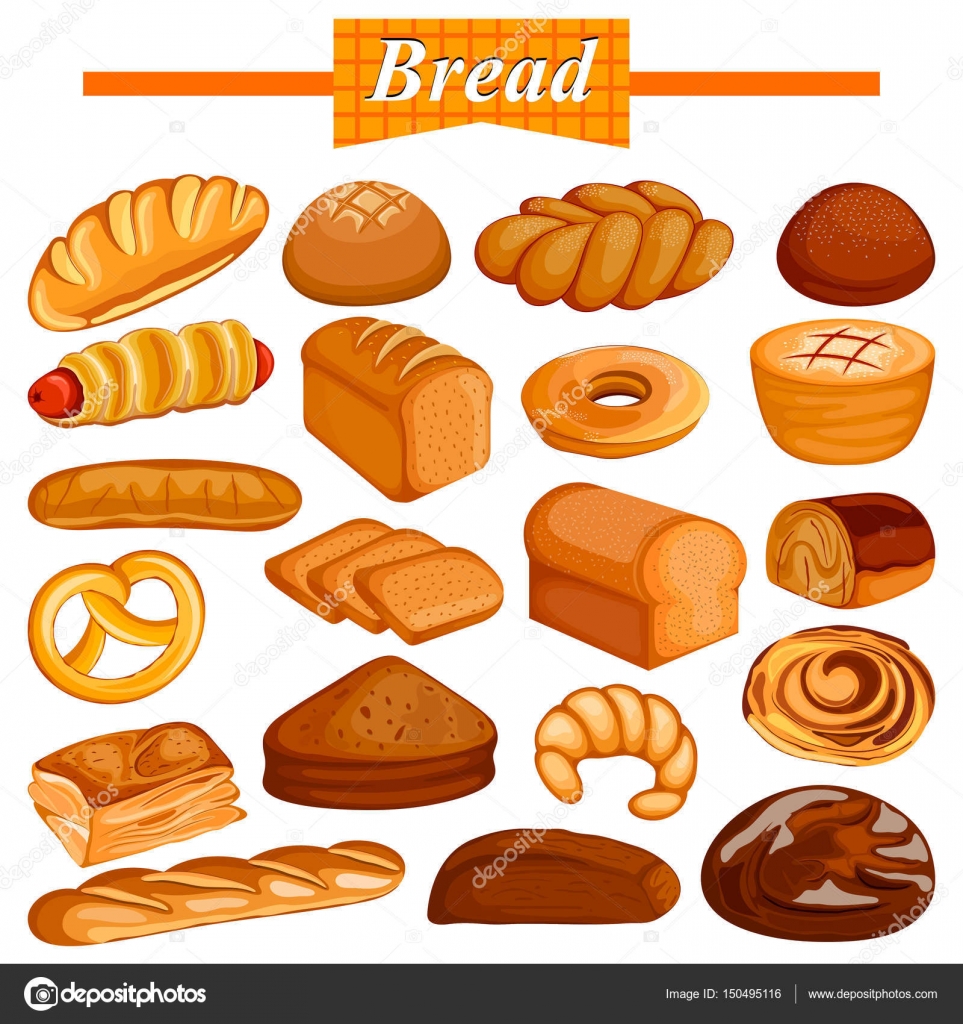 Set of yummy assorted Bread and Bakery Food item — Stock Vector ...