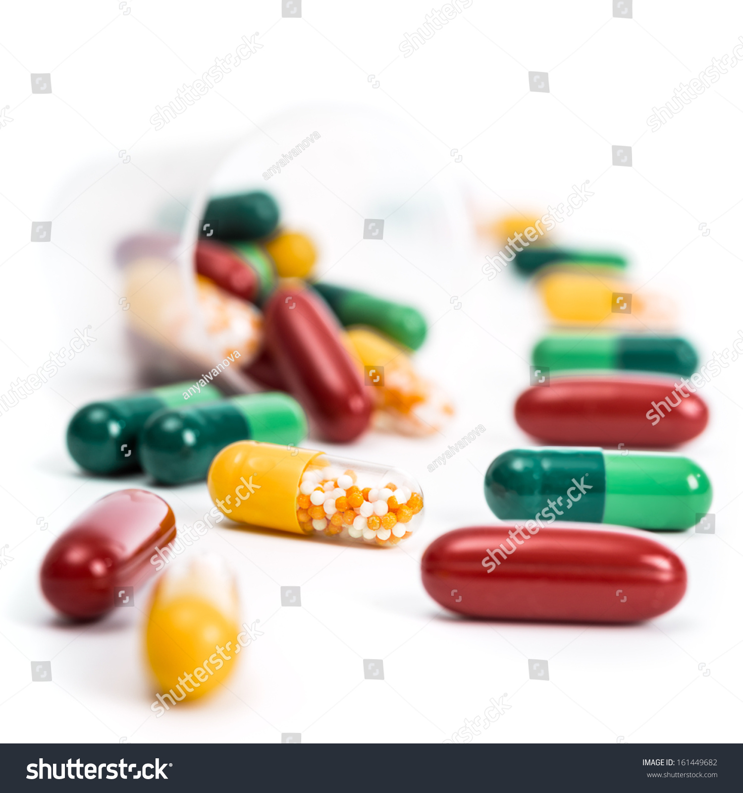 Assorted Pills Capsules Medications On White Stock Photo 161449682 ...