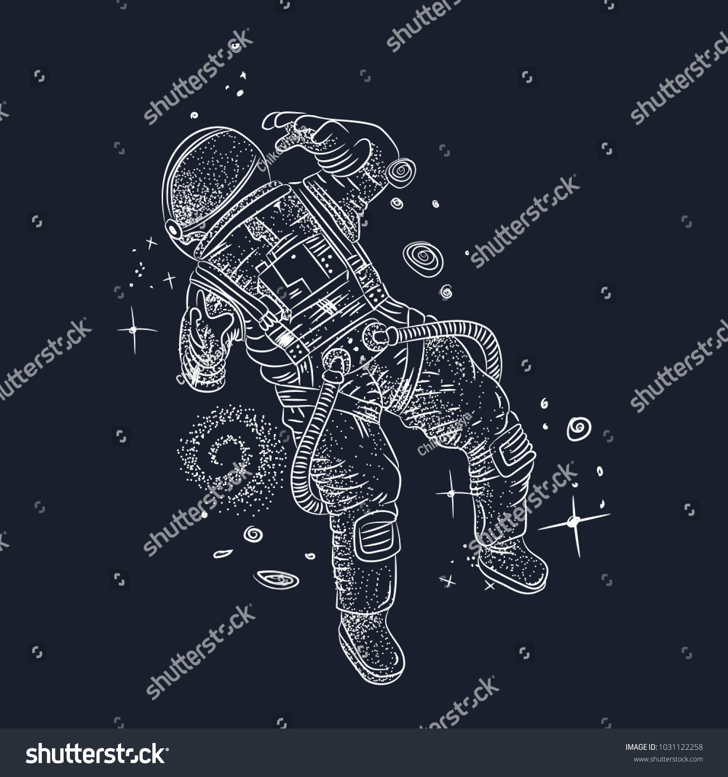 Engraving Astronaut Space Vintage Retro Style Stock Photo (Photo ...
