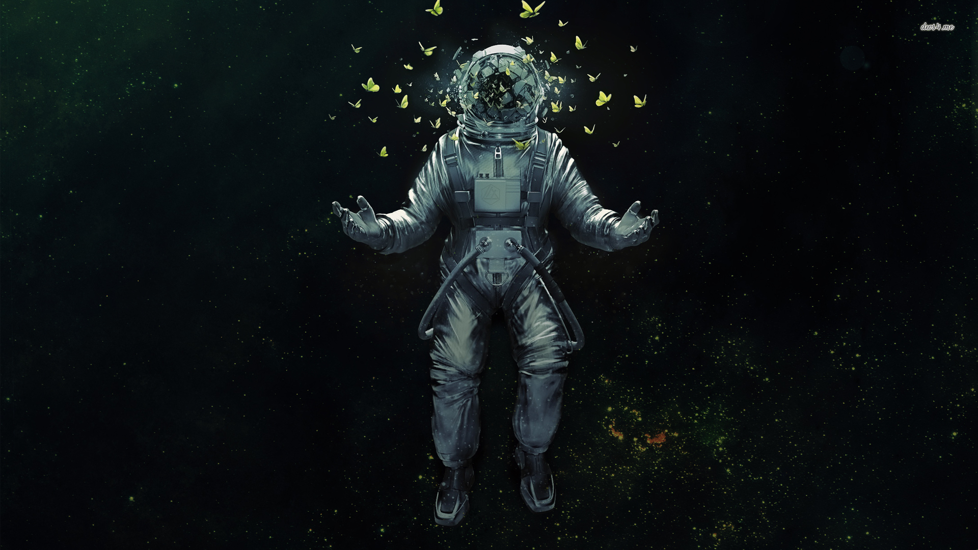 Astronaut playing with butterflies in space wallpaper - Fantasy ...