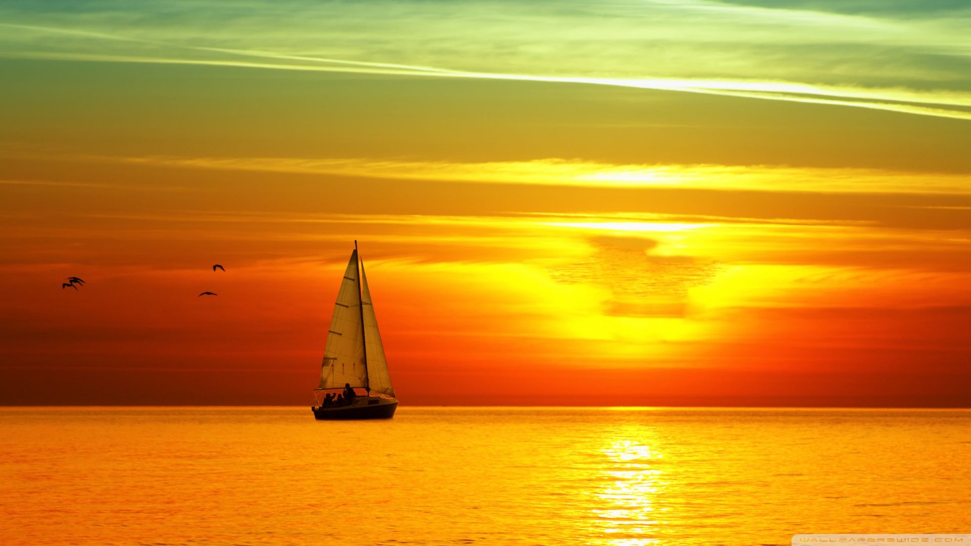 Sailing Boat At Sunset HD desktop wallpaper : Fullscreen : Mobile ...