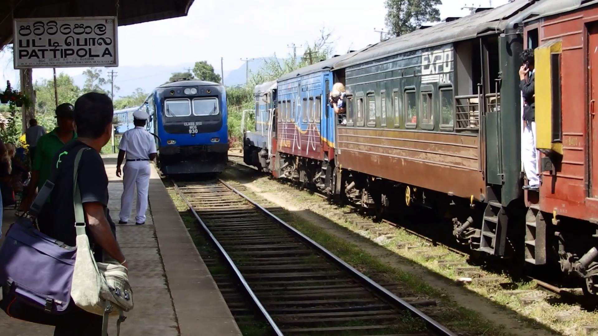 Arrival of the train at the station Pattipola, Sri Lanka Stock Video ...