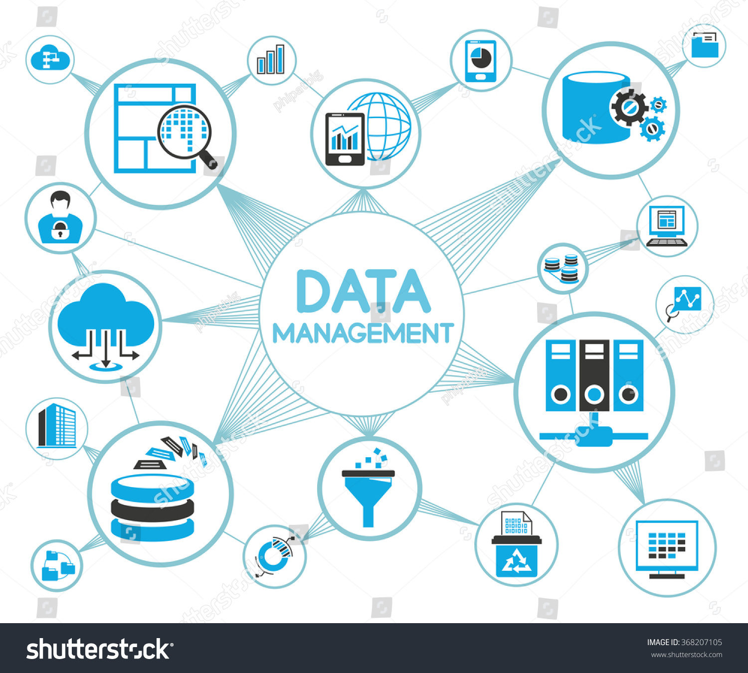 Data Management Concept Data Analytics Network Stock Vector (2018 ...