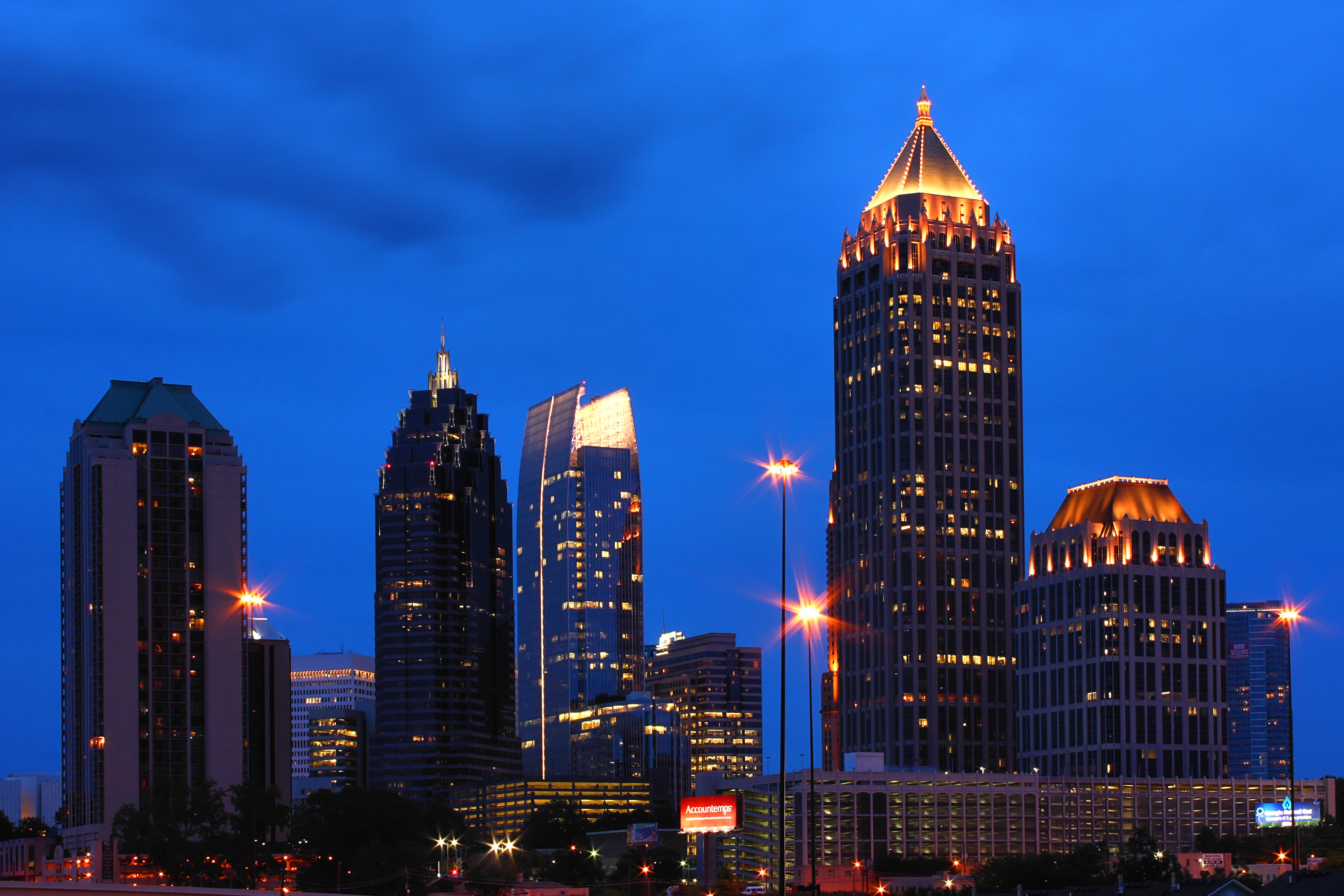 Atlanta Skyline At Night, Atlanta, Buildings, Cities, Cityscapes, HQ Photo