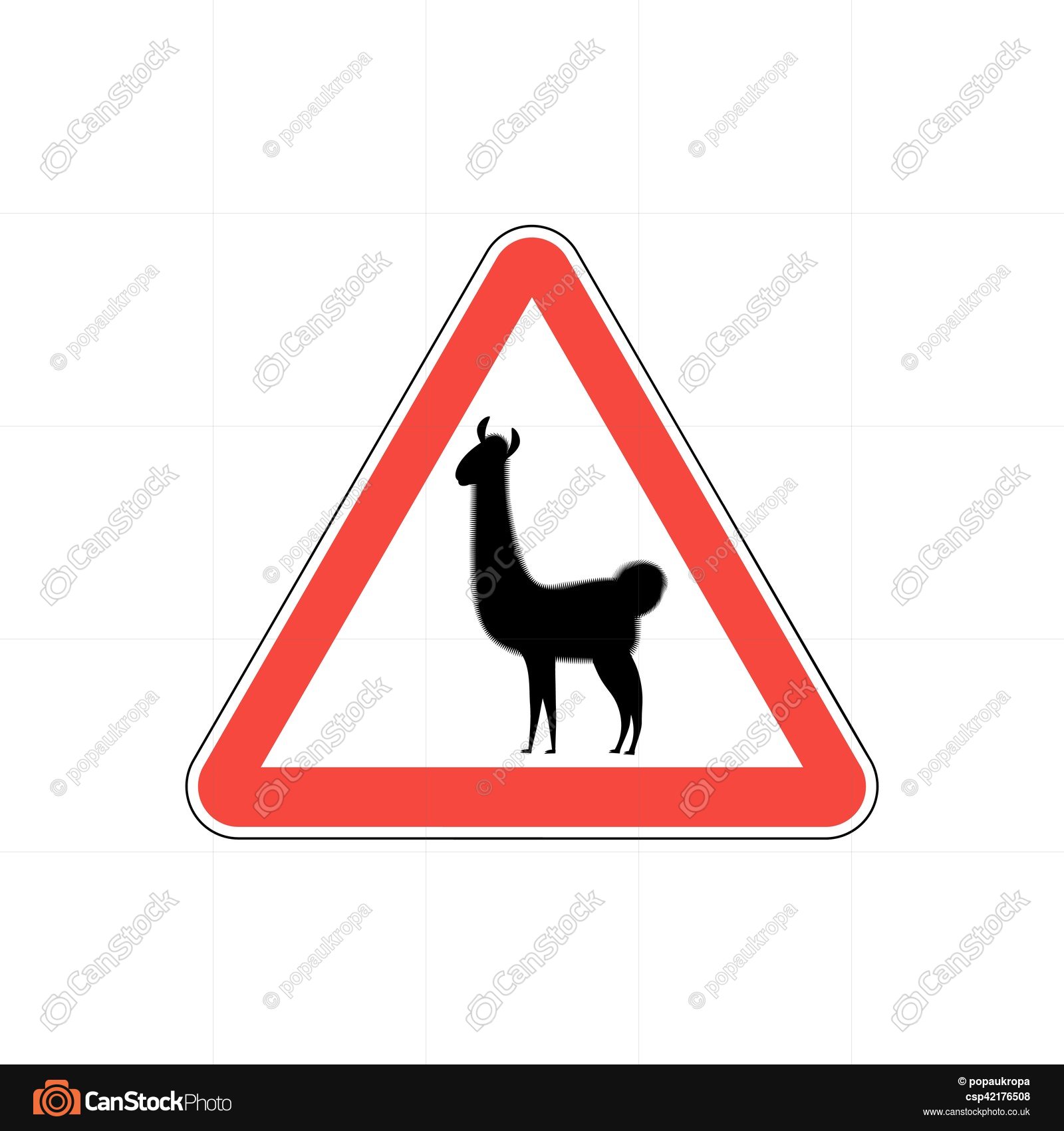 Lama warning sign red. llama hazard attention symbol. danger ...