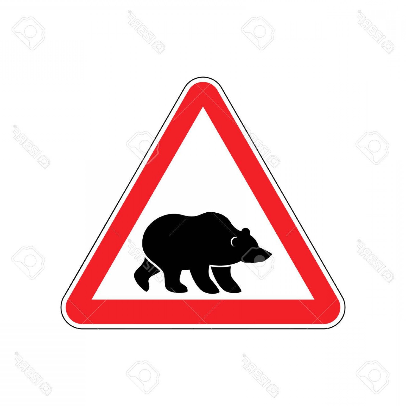 Photostock Vector Bear Warning Sign Red Predator Hazard Attention ...