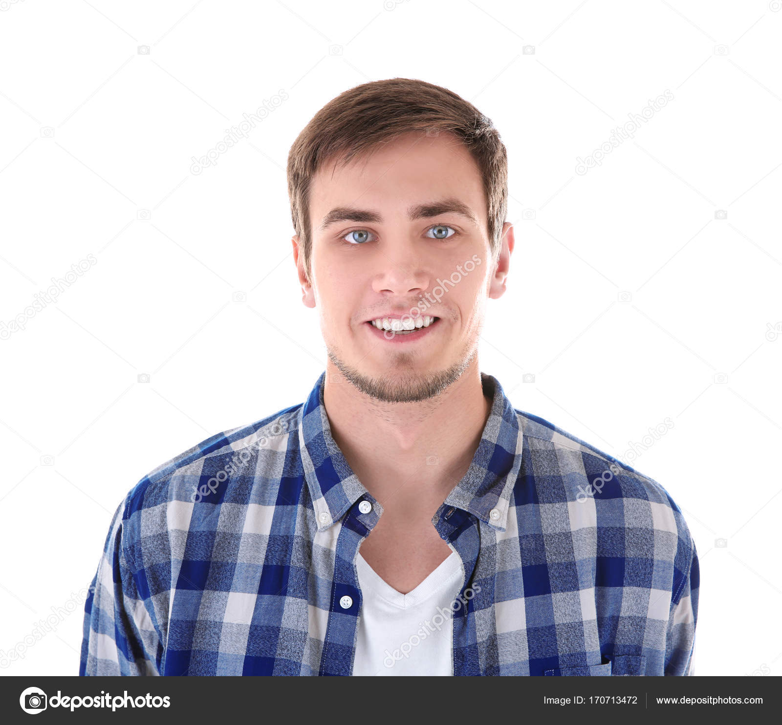 Attractive young man on white background — Stock Photo © belchonock ...