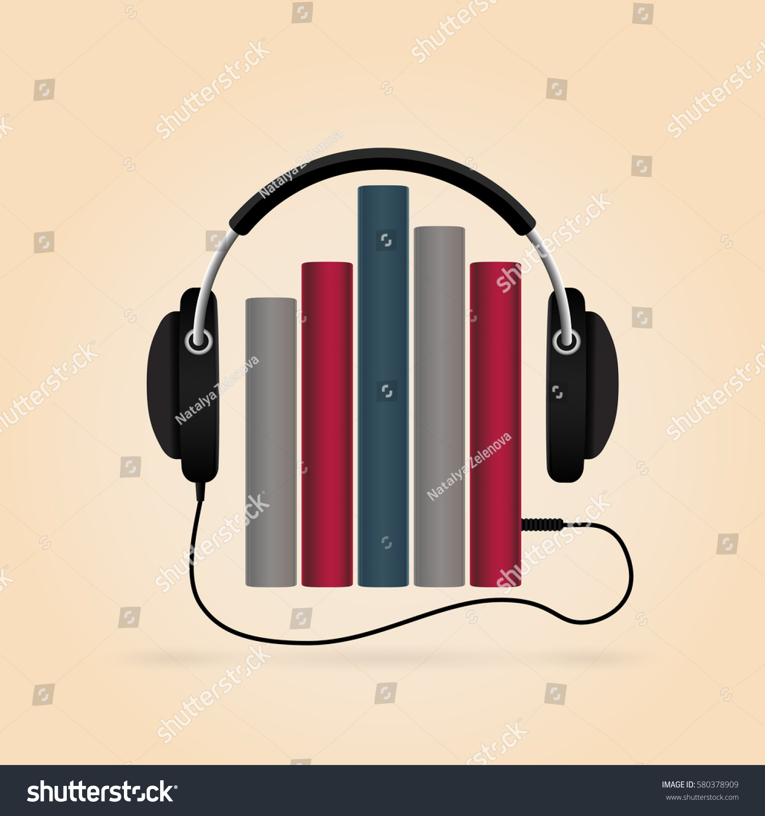 Modern Technology Headphones Books Audiobook Concept Stock Vector HD ...