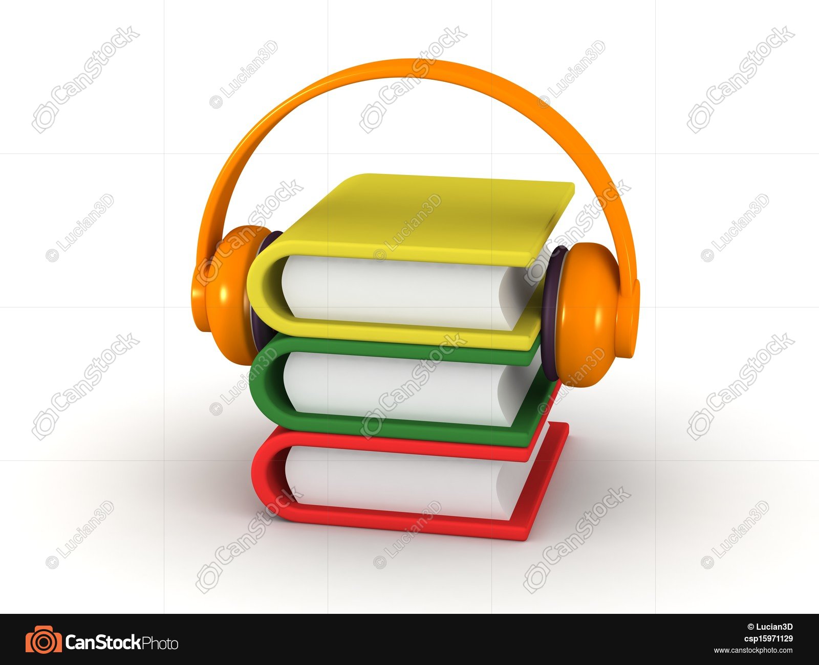 Audiobook concept - 3d books and he. A small stack of books... clip ...