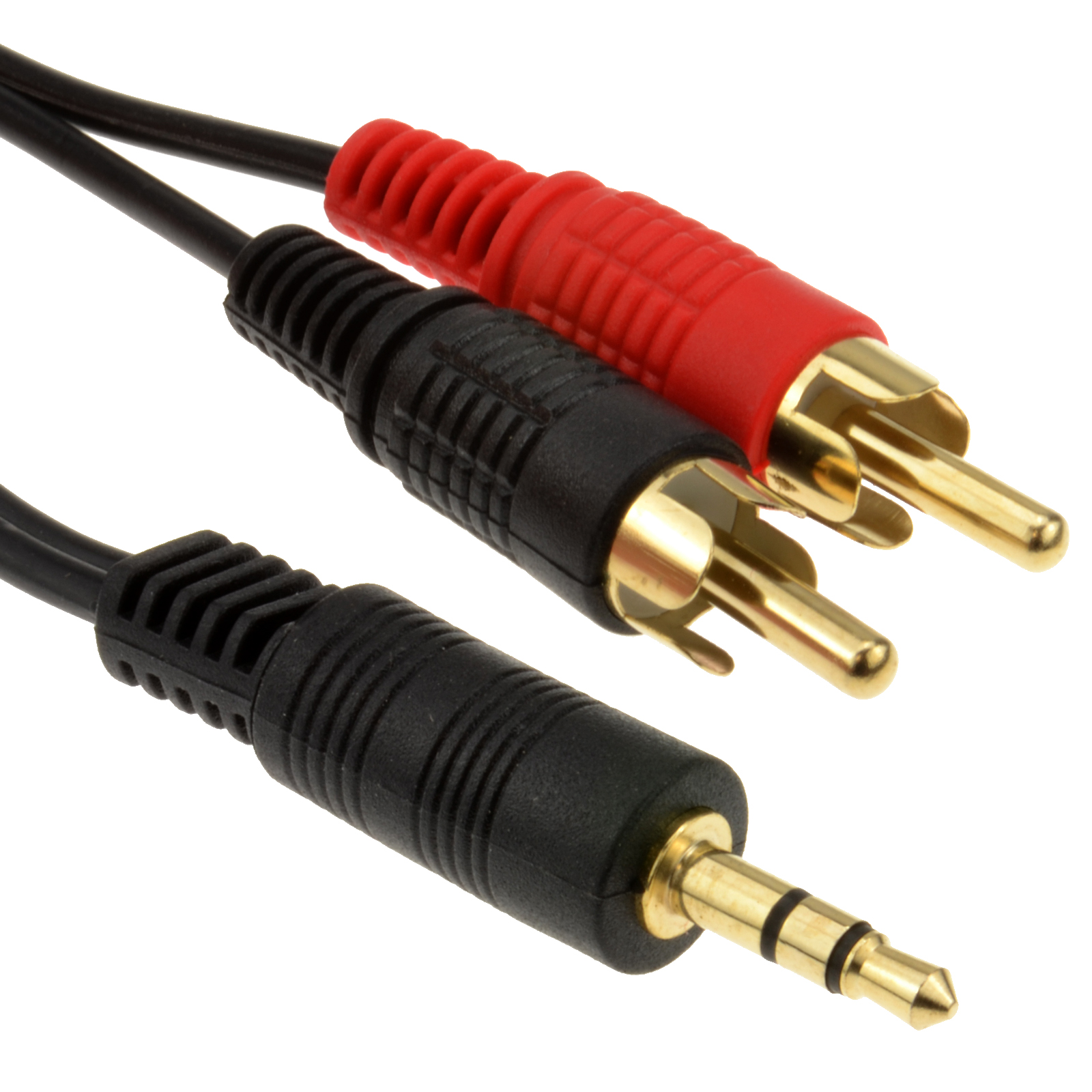 3.5mm Stereo Jack to 2 RCA Phono Plugs Audio Cable Lead GOLD 5m ...