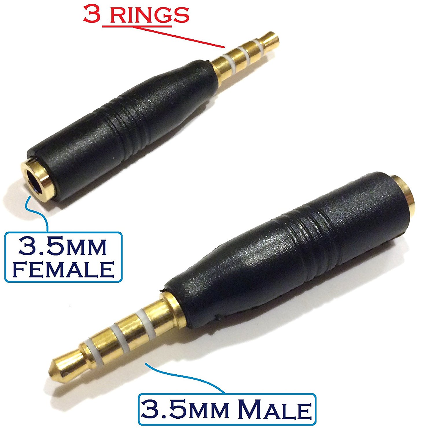 Amazon.com: Josi Minea® Black 3.5mm Headphone Adapter 3 Ring Jack ...