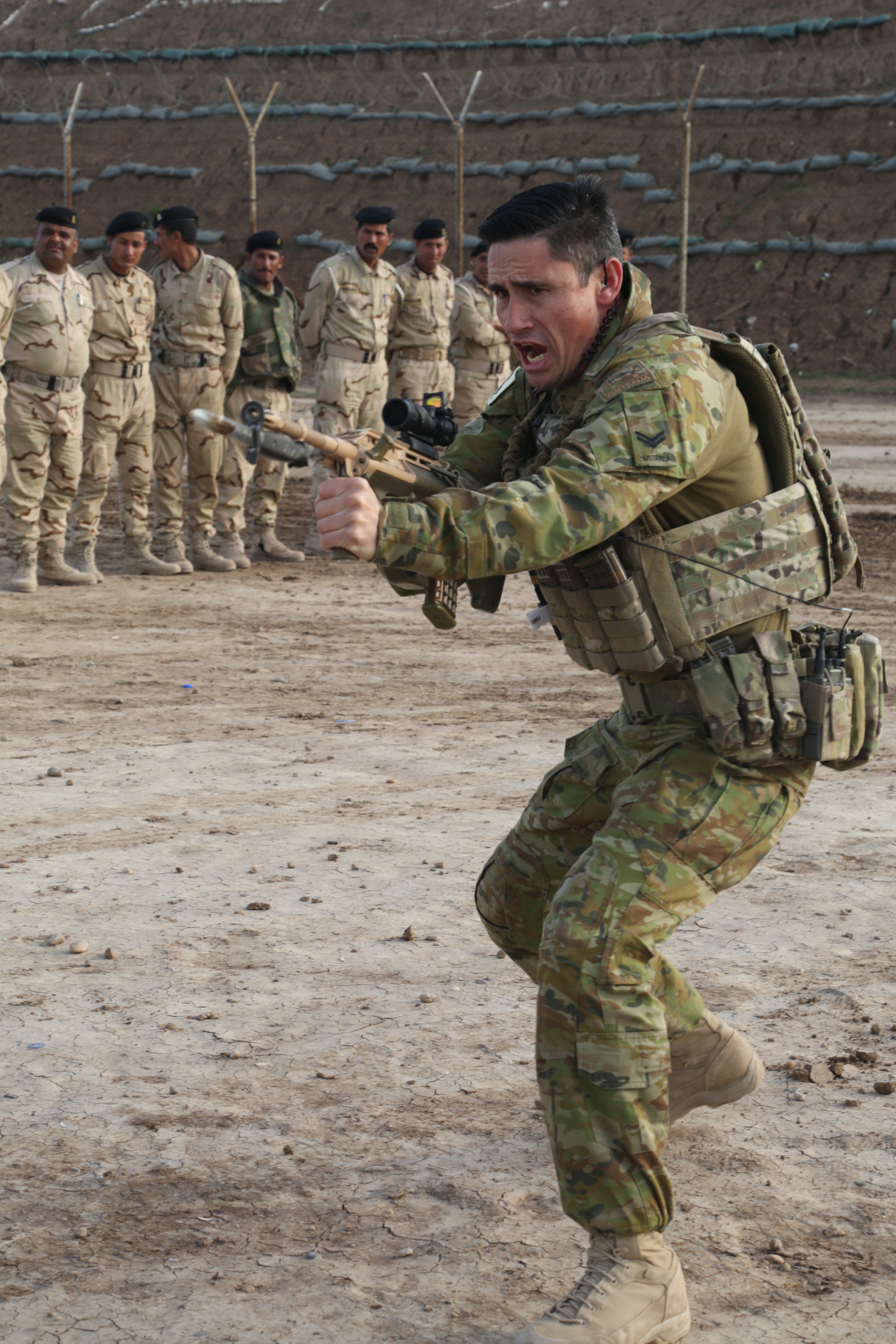 File:An Australian soldier, assigned as a Task Group Taji Trainer ...
