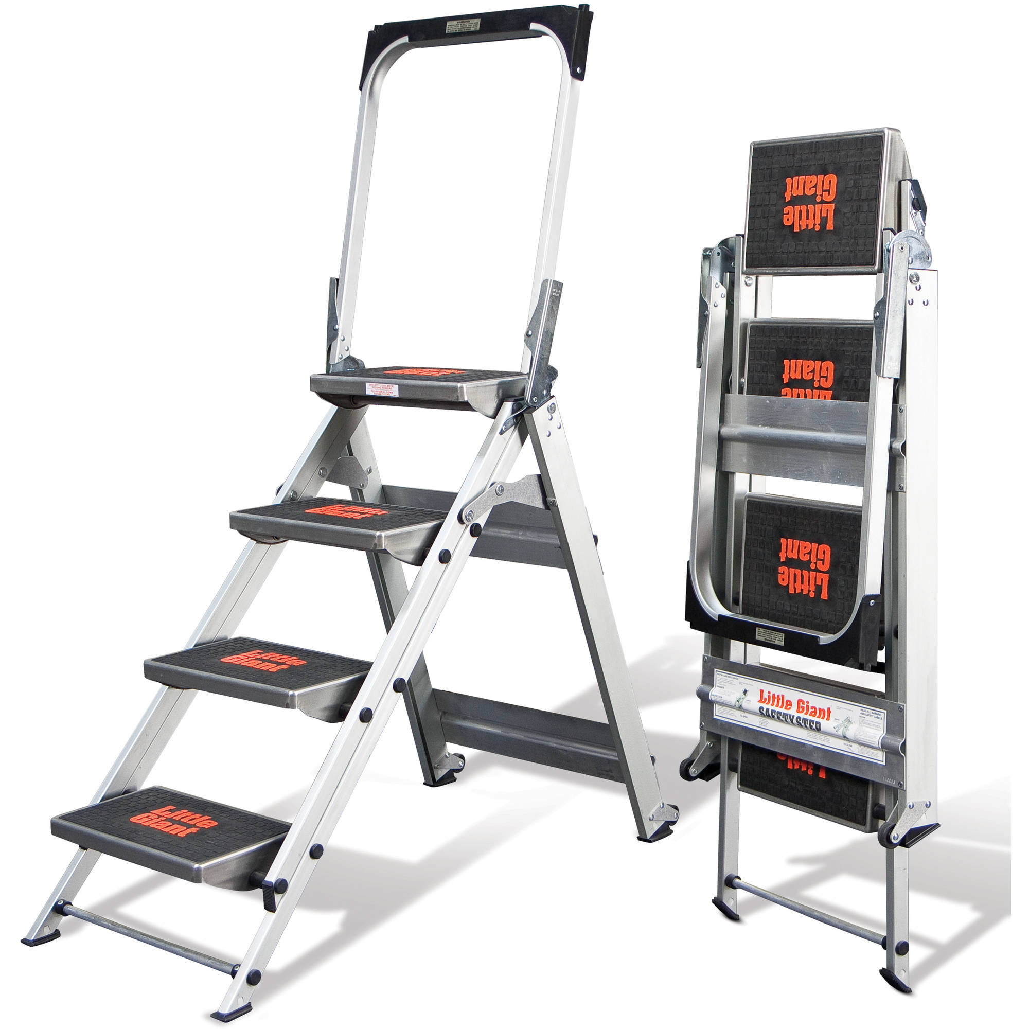 Little Giant Ladder Systems 4.58 ft Aluminum Safety Step Ladder with ...