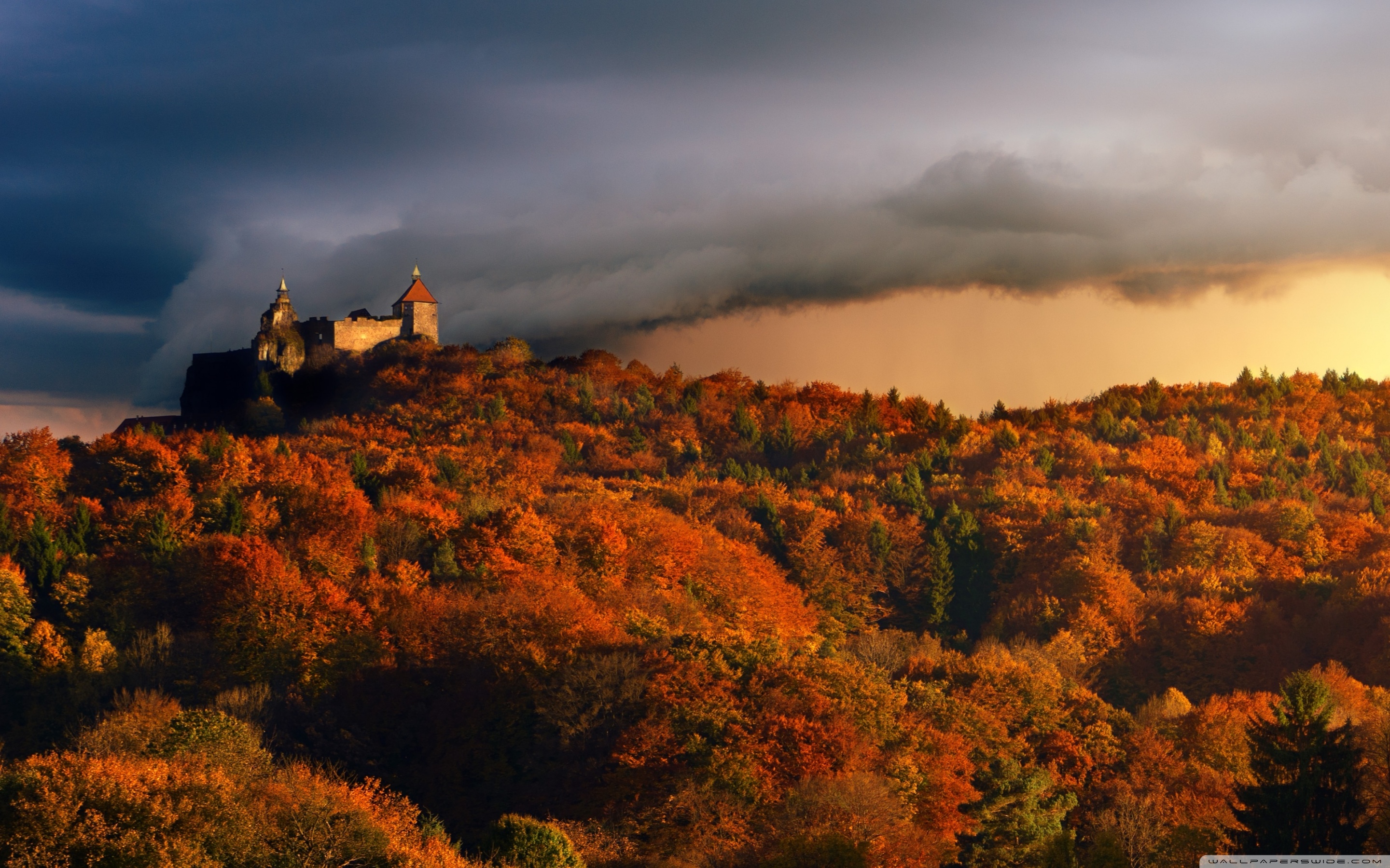 Castle, Forest, Autumn, Approaching Storm ❤ 4K HD Desktop Wallpaper ...