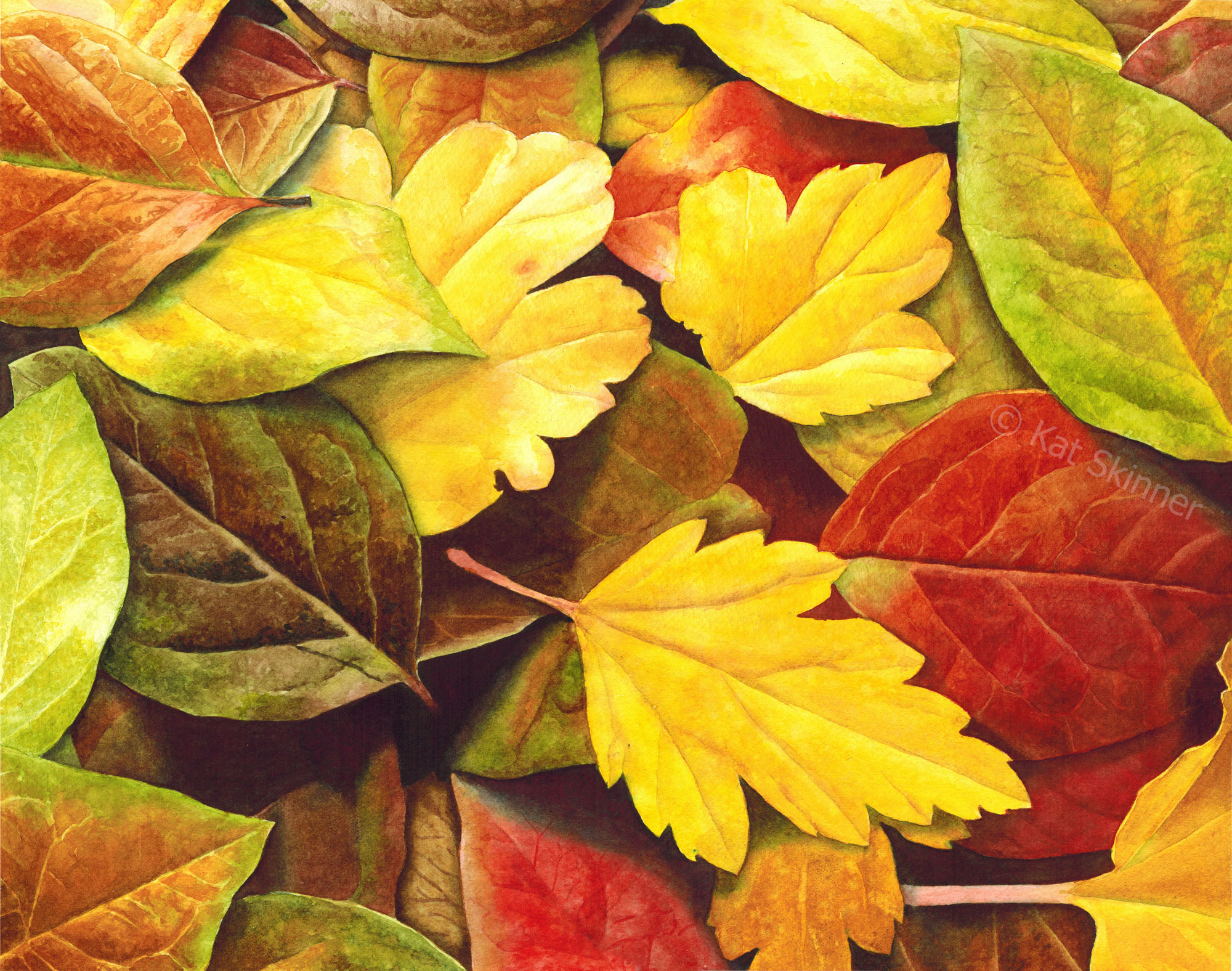 How I Painted The Autumn Leaves Watercolor Painting – Kat Skinner