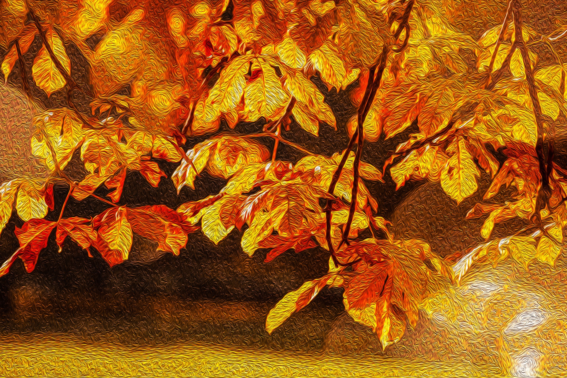Oil Painting Autumn Leaves Free Stock Photo - Public Domain Pictures